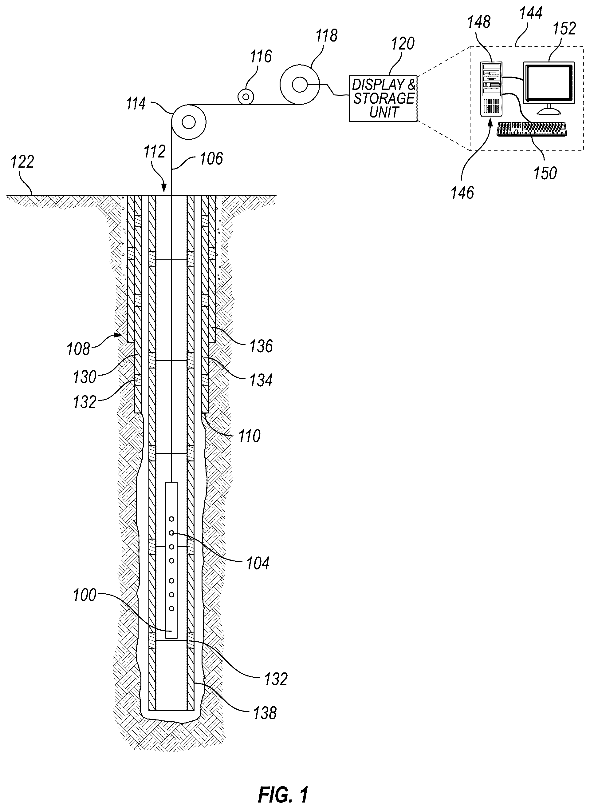 Patent US12345845 — Fluid phase discrimination and acoustic velocity estimation by measuring guided-wave speed — Figure 1
