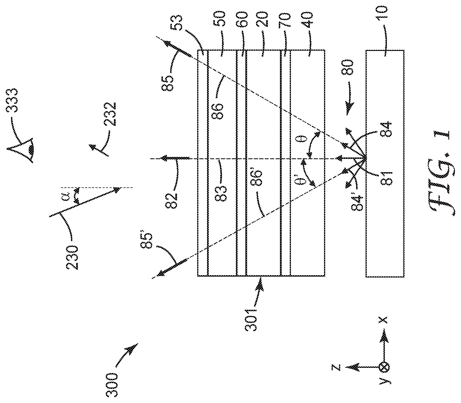 Patent US12345908 — Reflective polarizer and display system — Figure 1