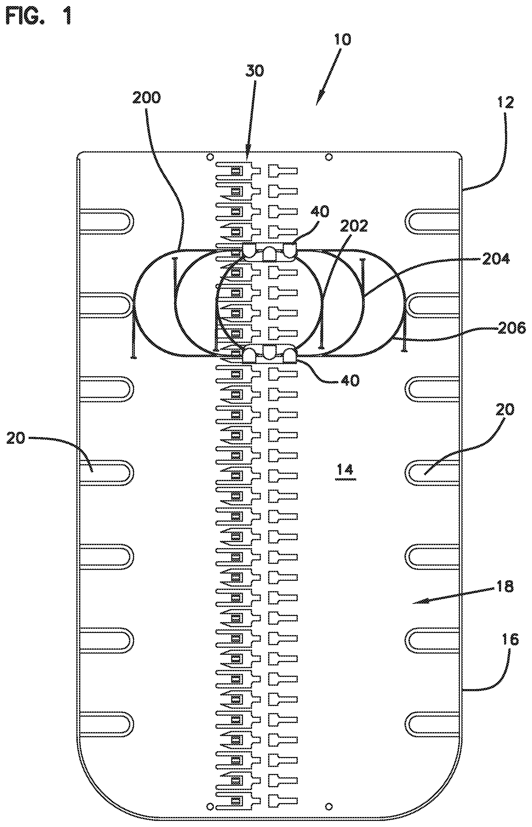 Patent US12345939 — Fiber optic cable storage devices, systems and methods with mounted components and fiber loop management — Figure 1