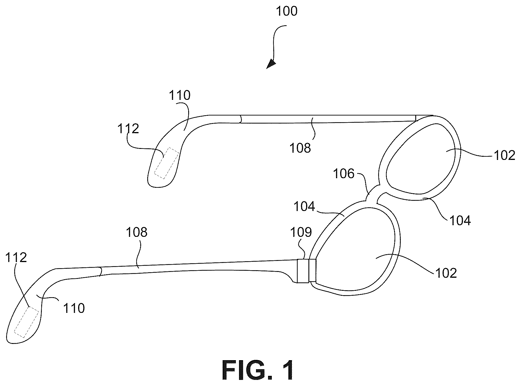 Patent US12345955 — Head-worn eyewear structure with internal fan — Figure 1