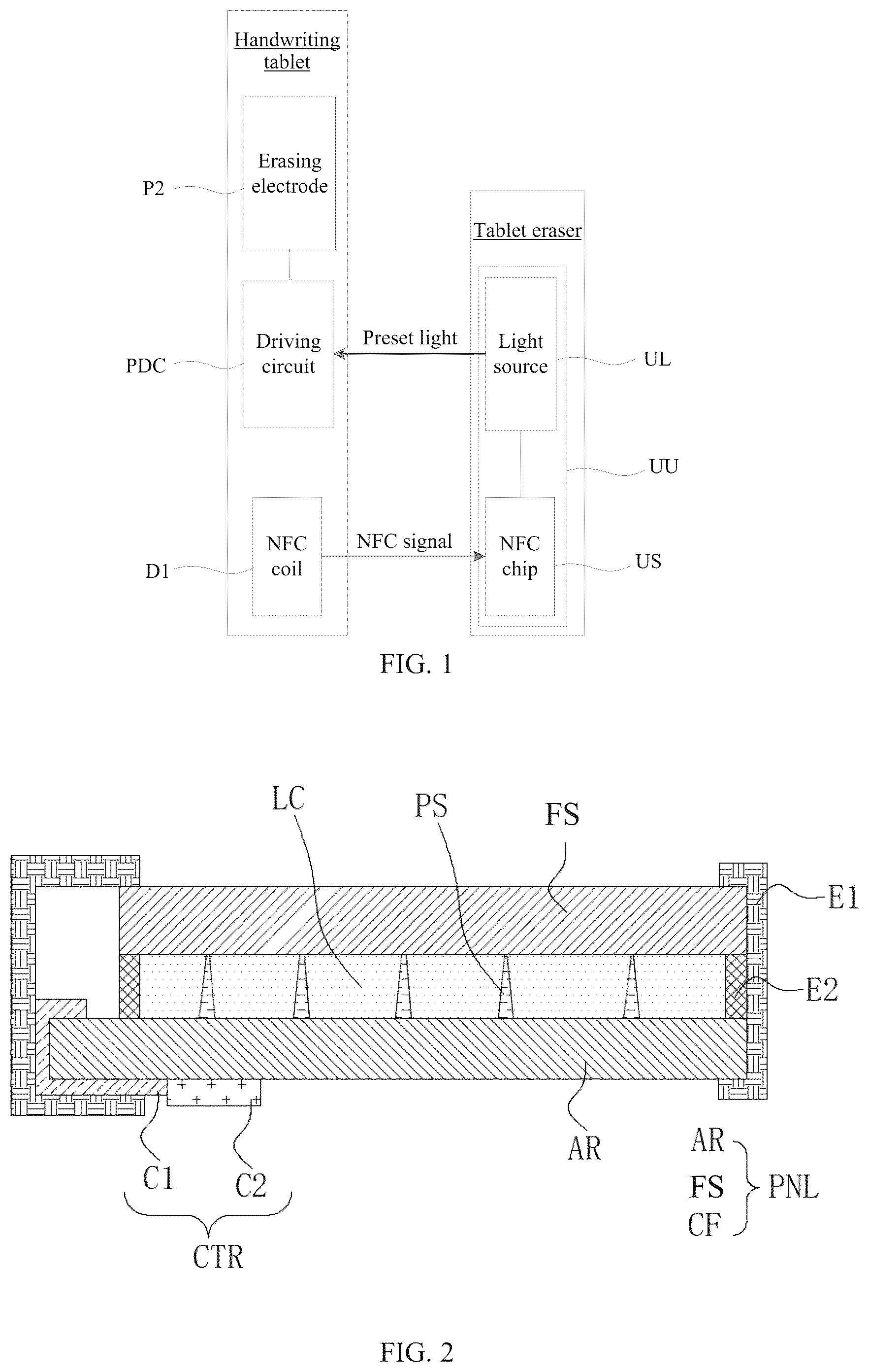 Patent US12345989 Figure 1 – Array substrate, handwriting tablet, tablet eraser, handwriting tablet system and method for erasing pattern
