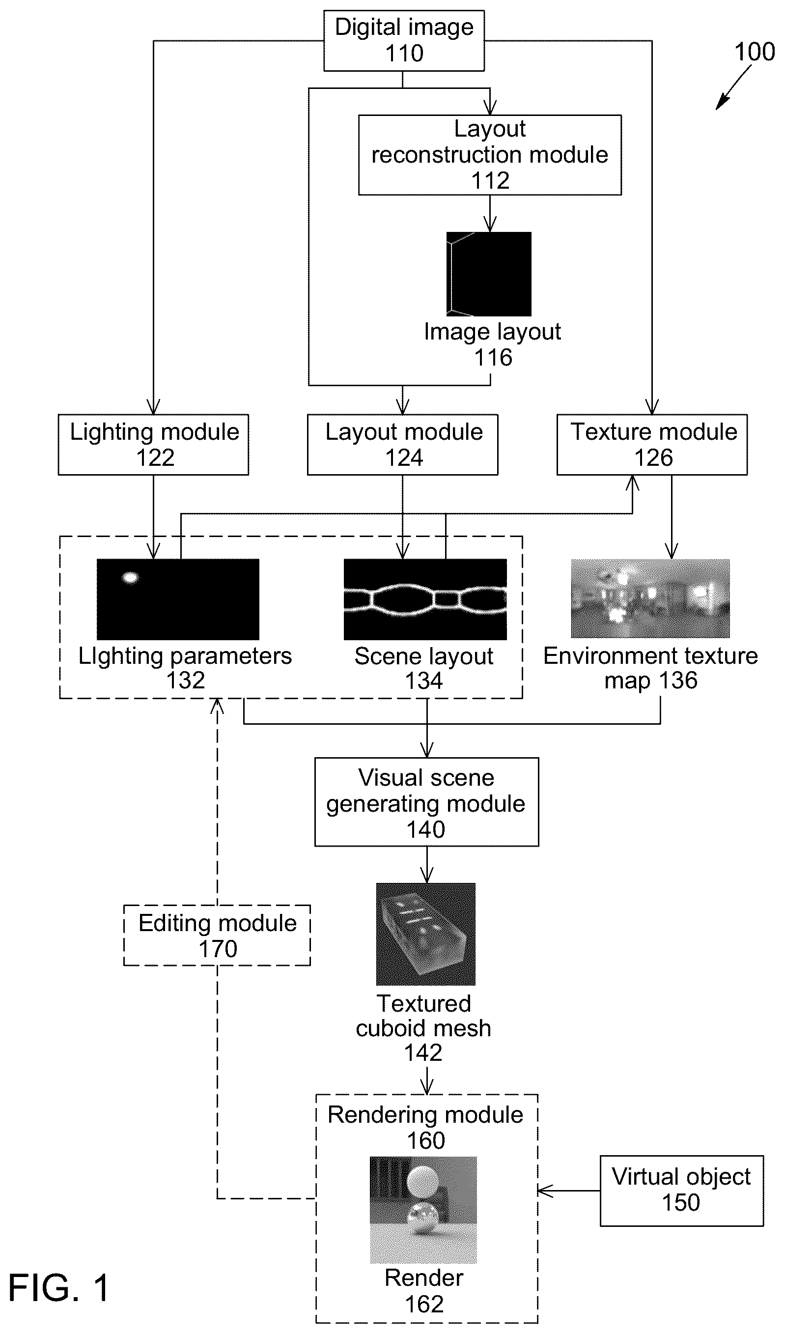 Patent US12347027 — Systems and methods for rendering virtual objects using editable light-source parameter estimation — Figure 1