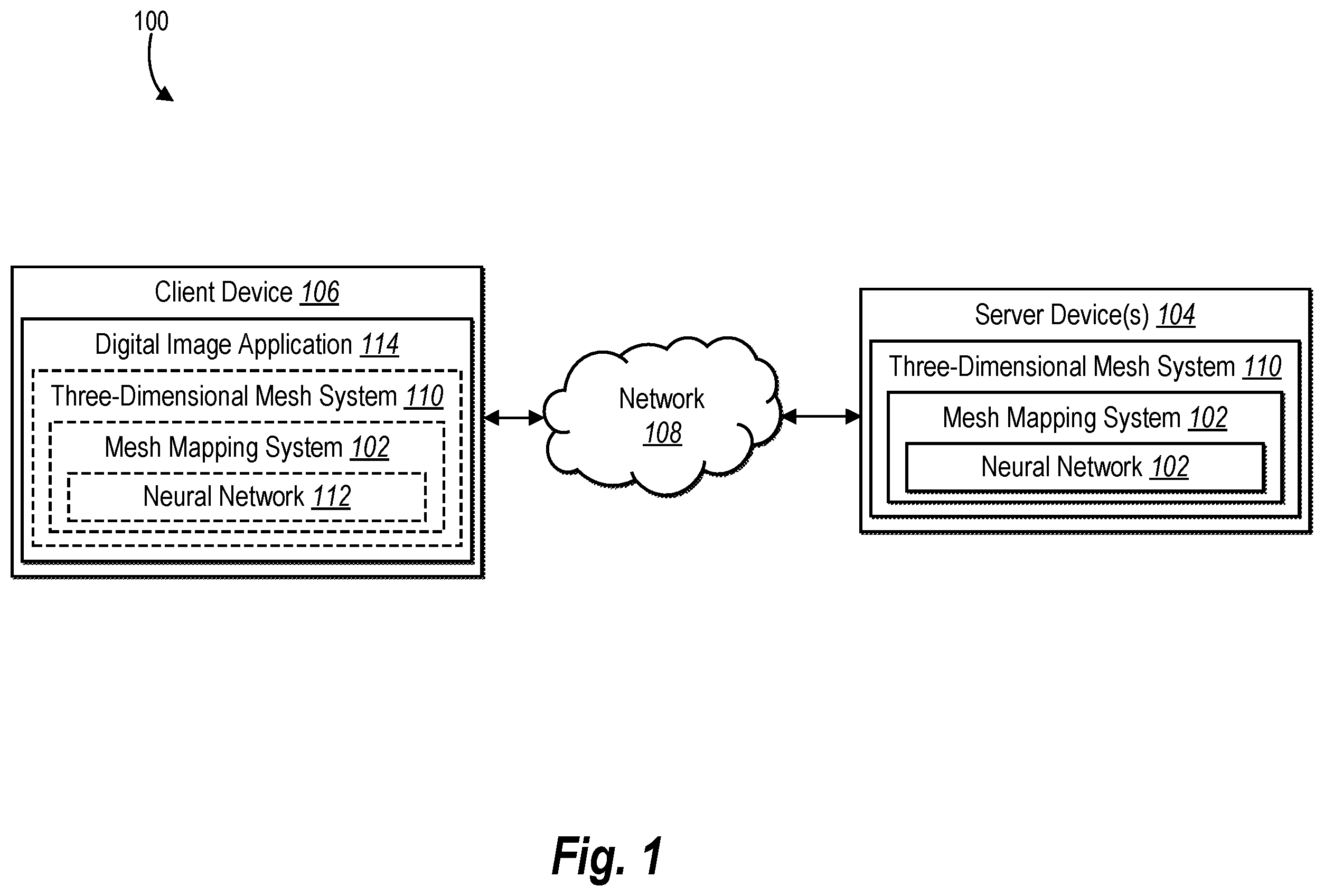 Patent US12347034 — Generating mappings of three-dimensional meshes utilizing neural network gradient fields — Figure 1