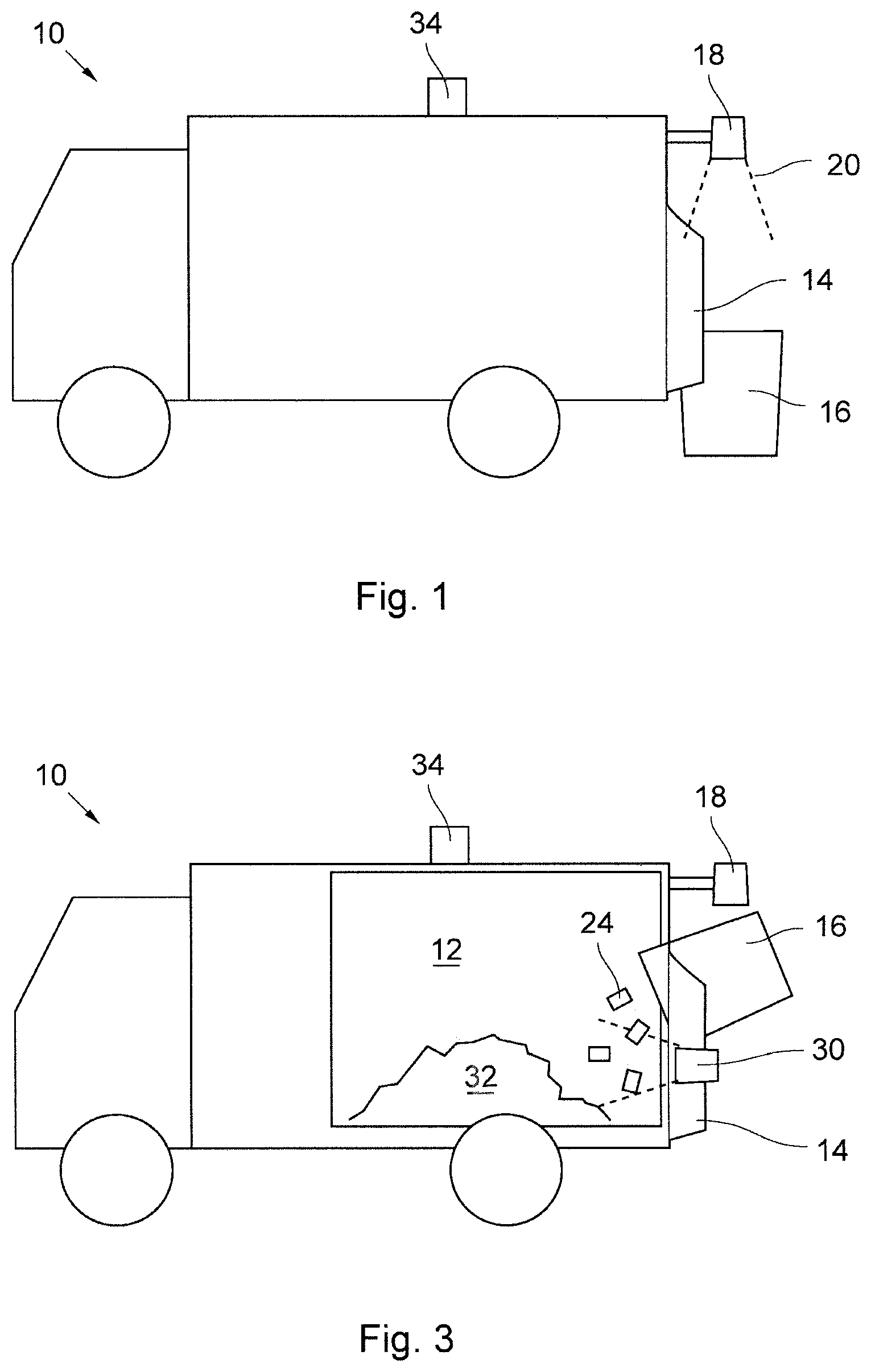 Patent US12347167 Figure 1 – Waste disposal system and method for detecting impurities in waste containers
