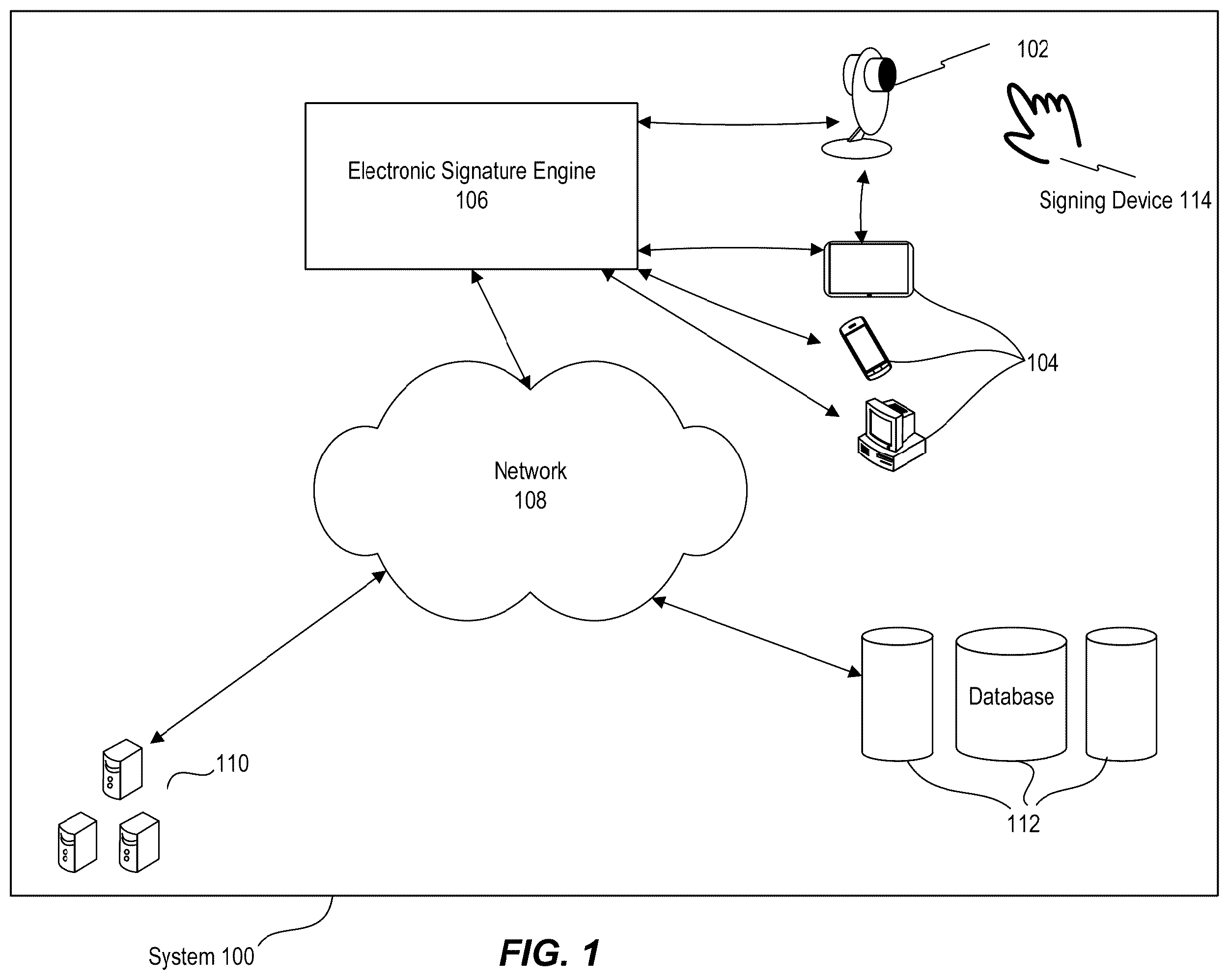 Patent US12347236 — Systems and methods for capturing electronic signatures — Figure 1