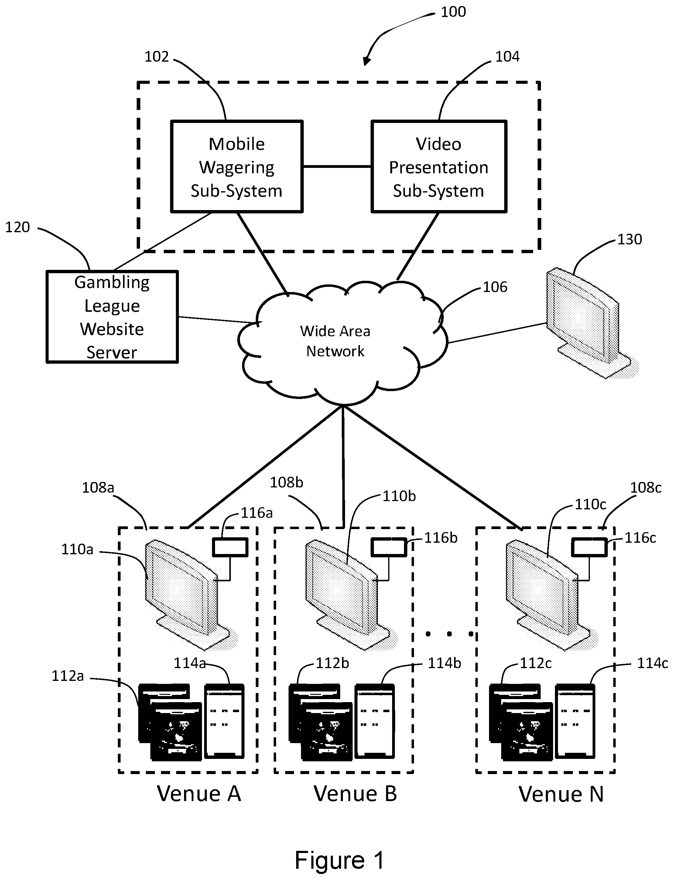 Patent US12347274 Figure 1 – Virtual world gaming tournament with skill-based bonus game