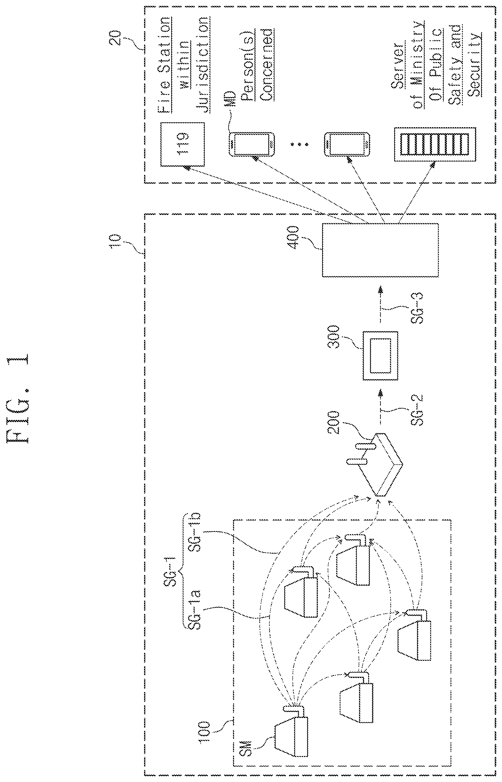 Patent US12347299 — Fire alarm device having traffic control function — Figure 1