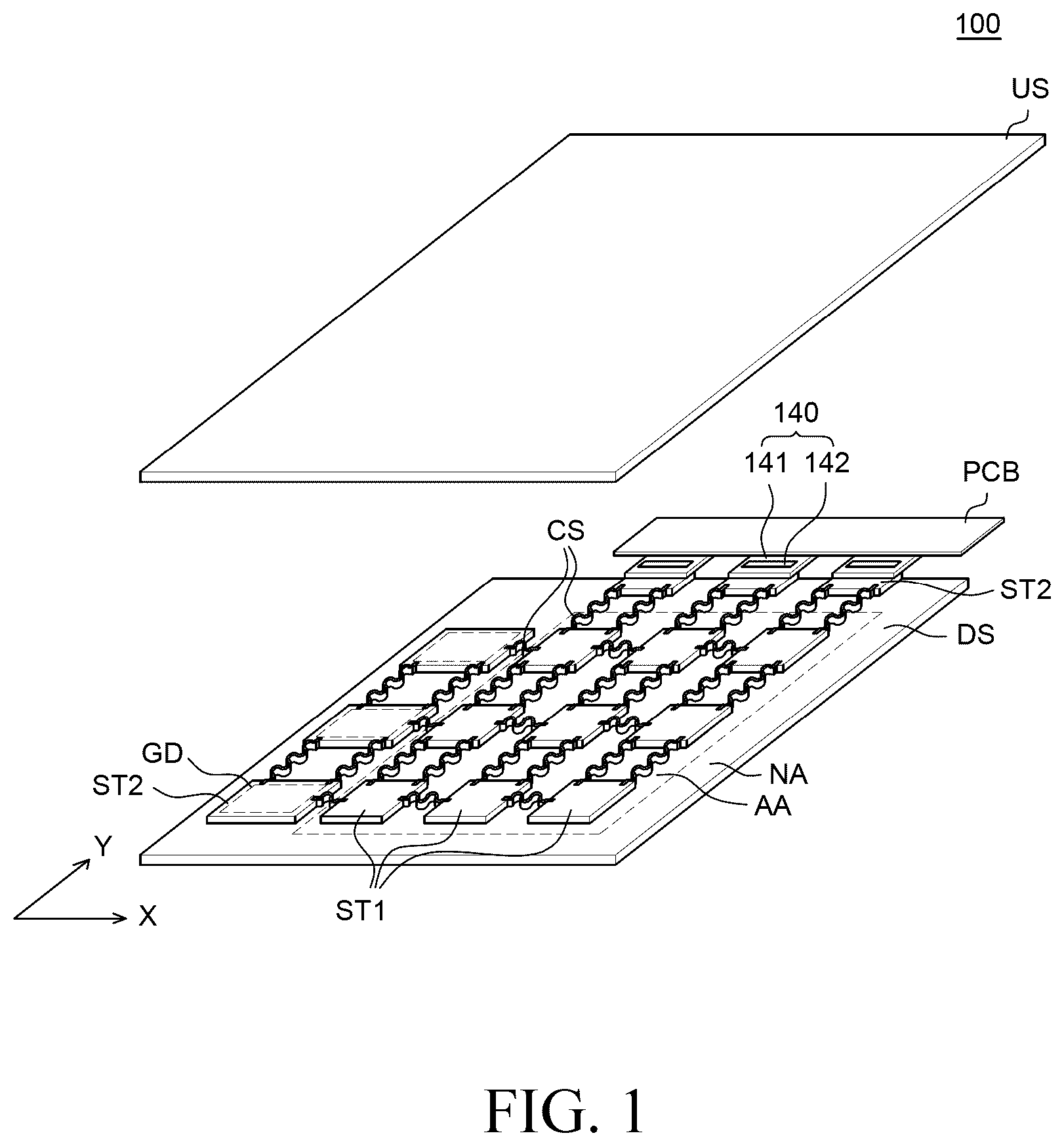 Patent US12347346 — Stretchable display device — Figure 1