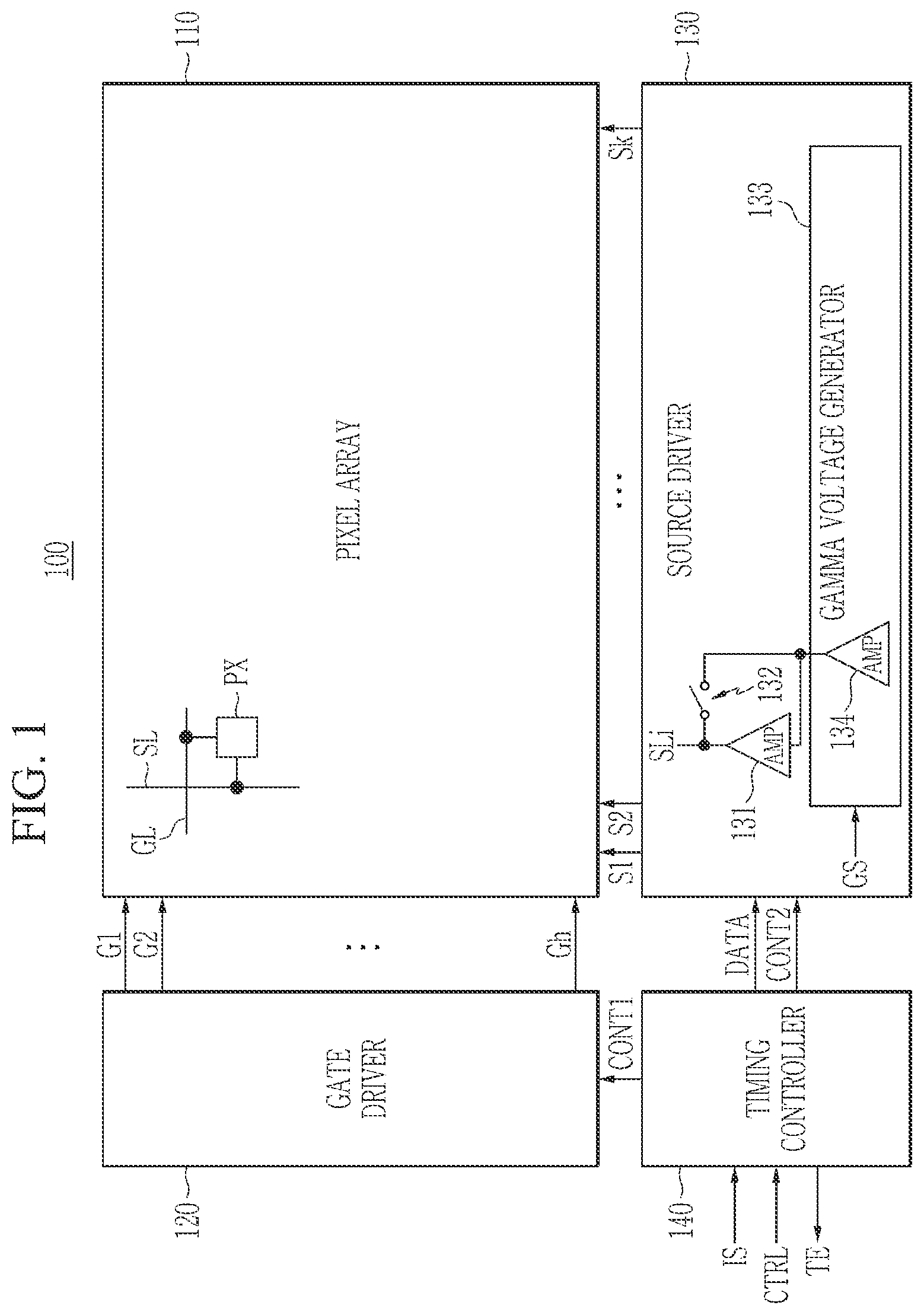 Patent US12347357 — Source driver, display driving device, and display device including the same — Figure 1