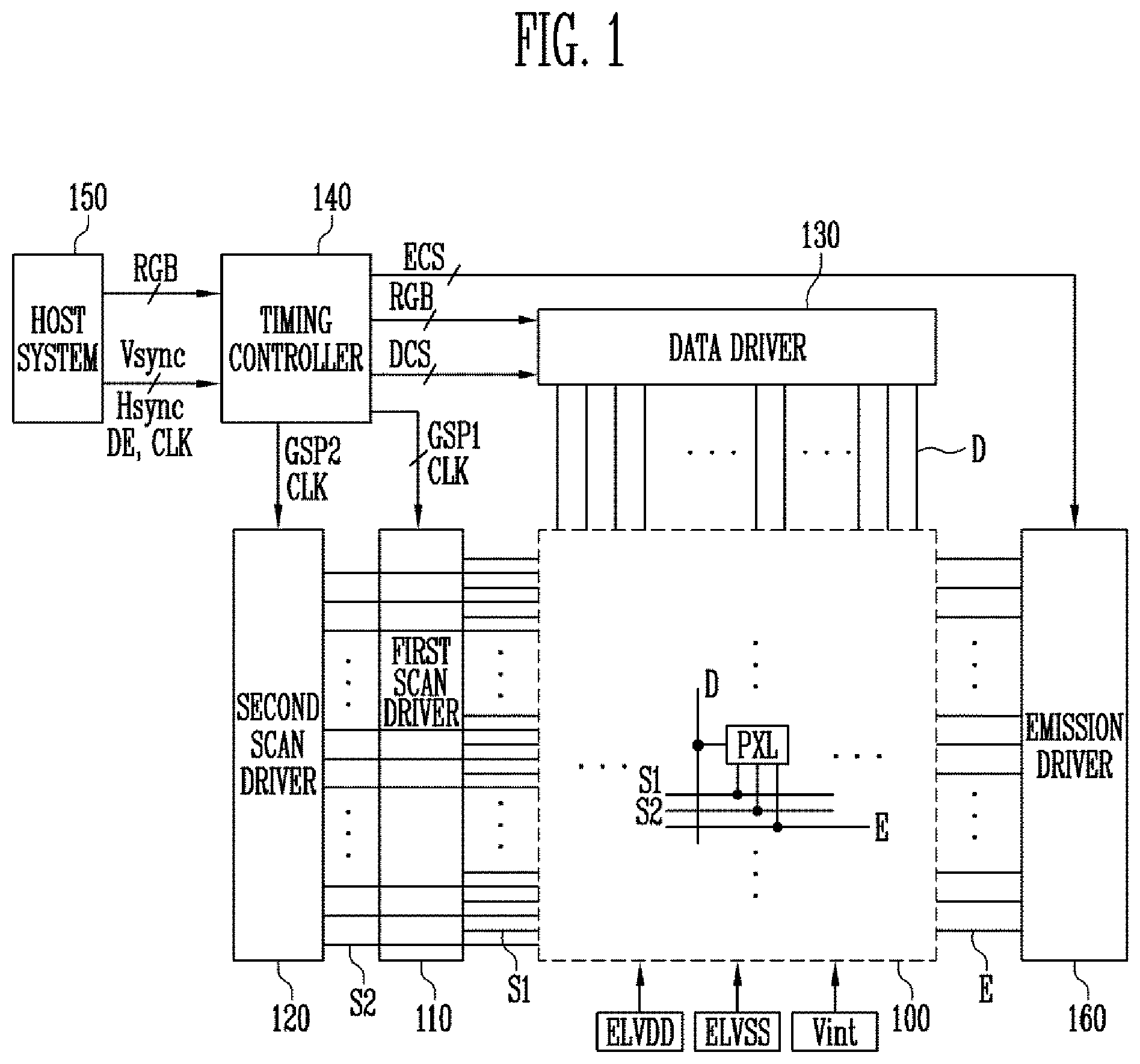 Patent US12347381 — Organic light emitting display device — Figure 1