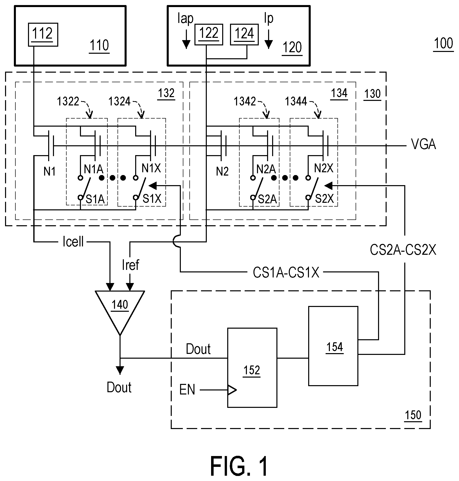 Patent US12347474 — Memory devices, circuits and methods of adjusting a sensing current for the memory device — Figure 1