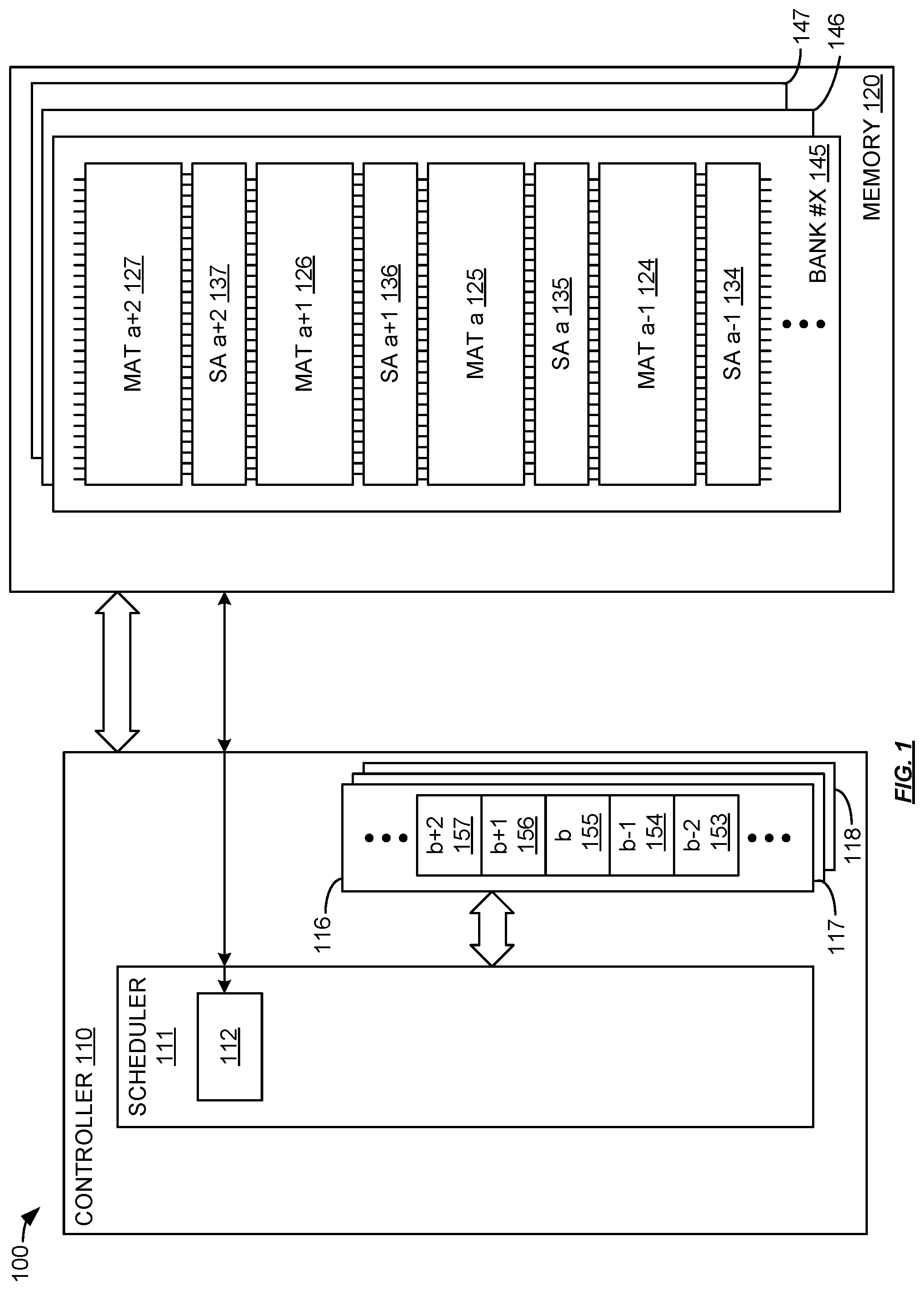 Patent US12347480 — Memory system with multiple open rows per bank — Figure 1