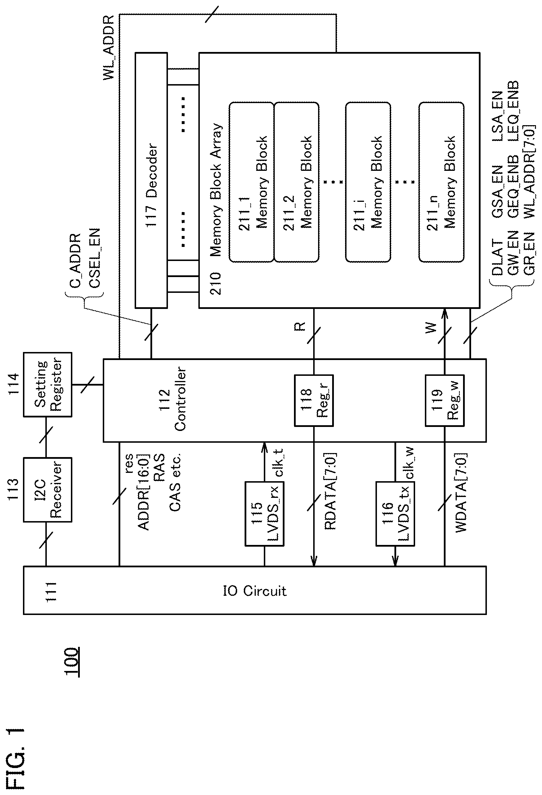 Patent US12347482 Figure 1 – Memory device including plurality of overlap memory cell arrays with folded bit-lines