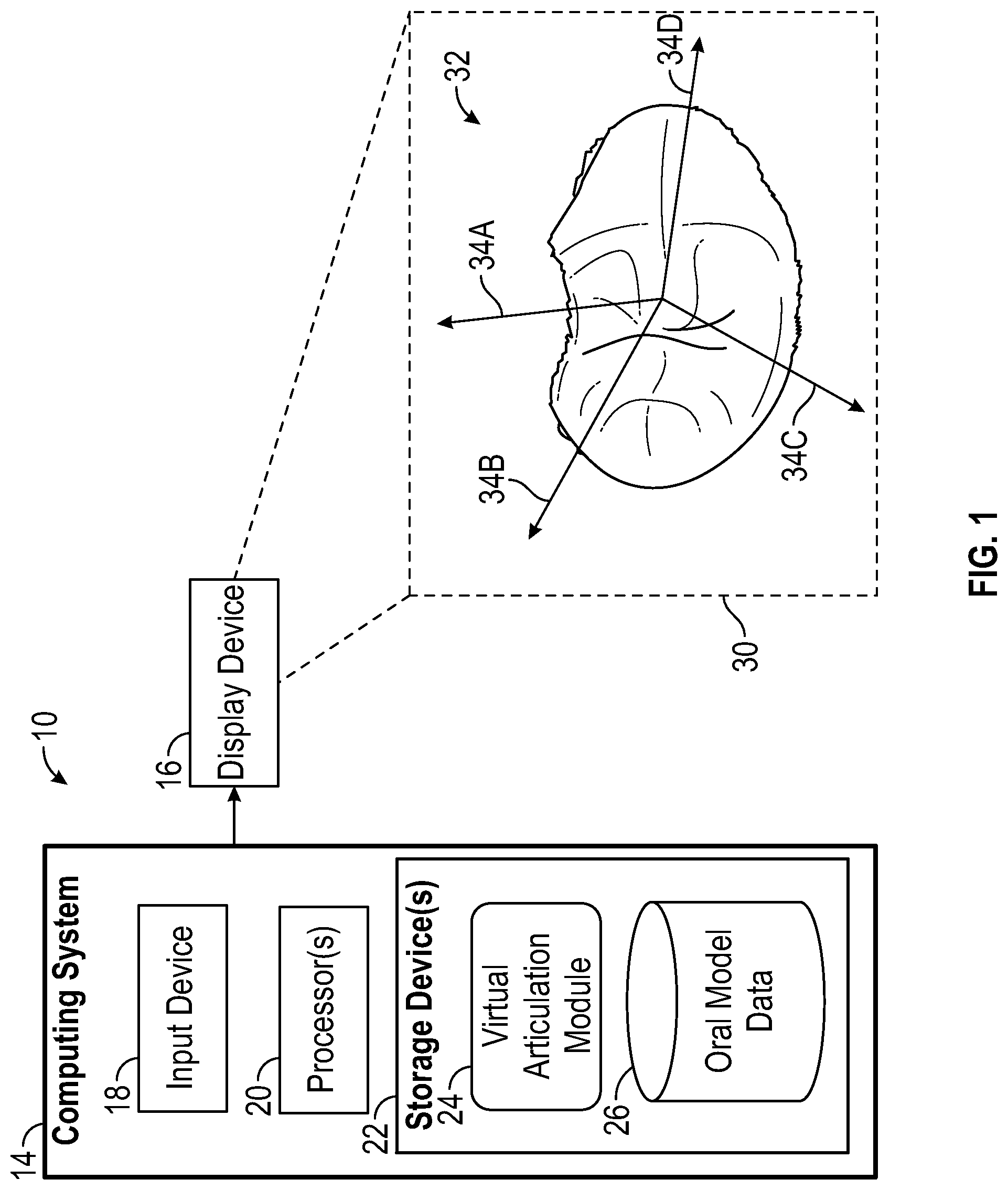 Patent US12347546 Figure 1 – Virtual articulation model for dental treatment