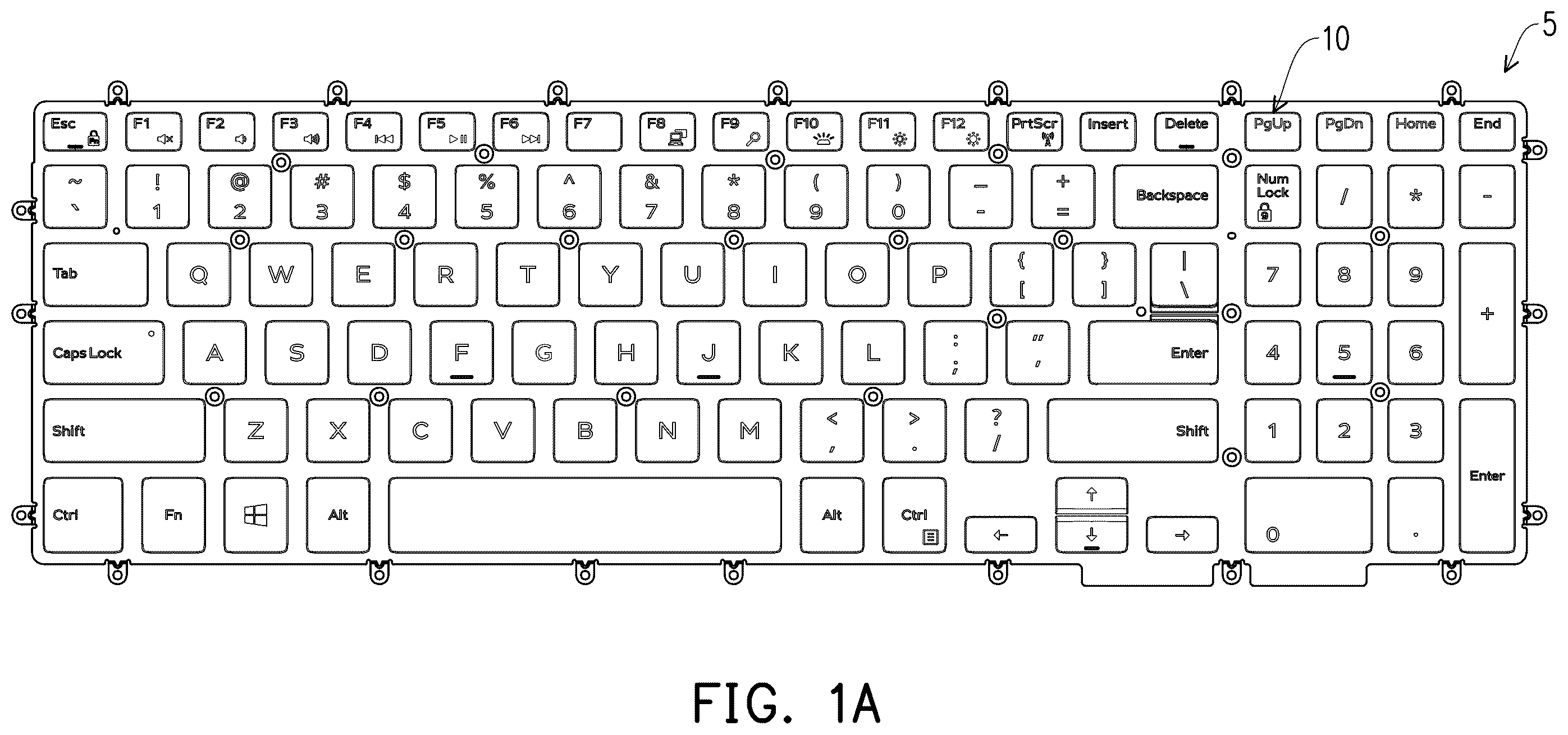 Patent US12347631 — Light-emitting keyboard and backlight module — Figure 1