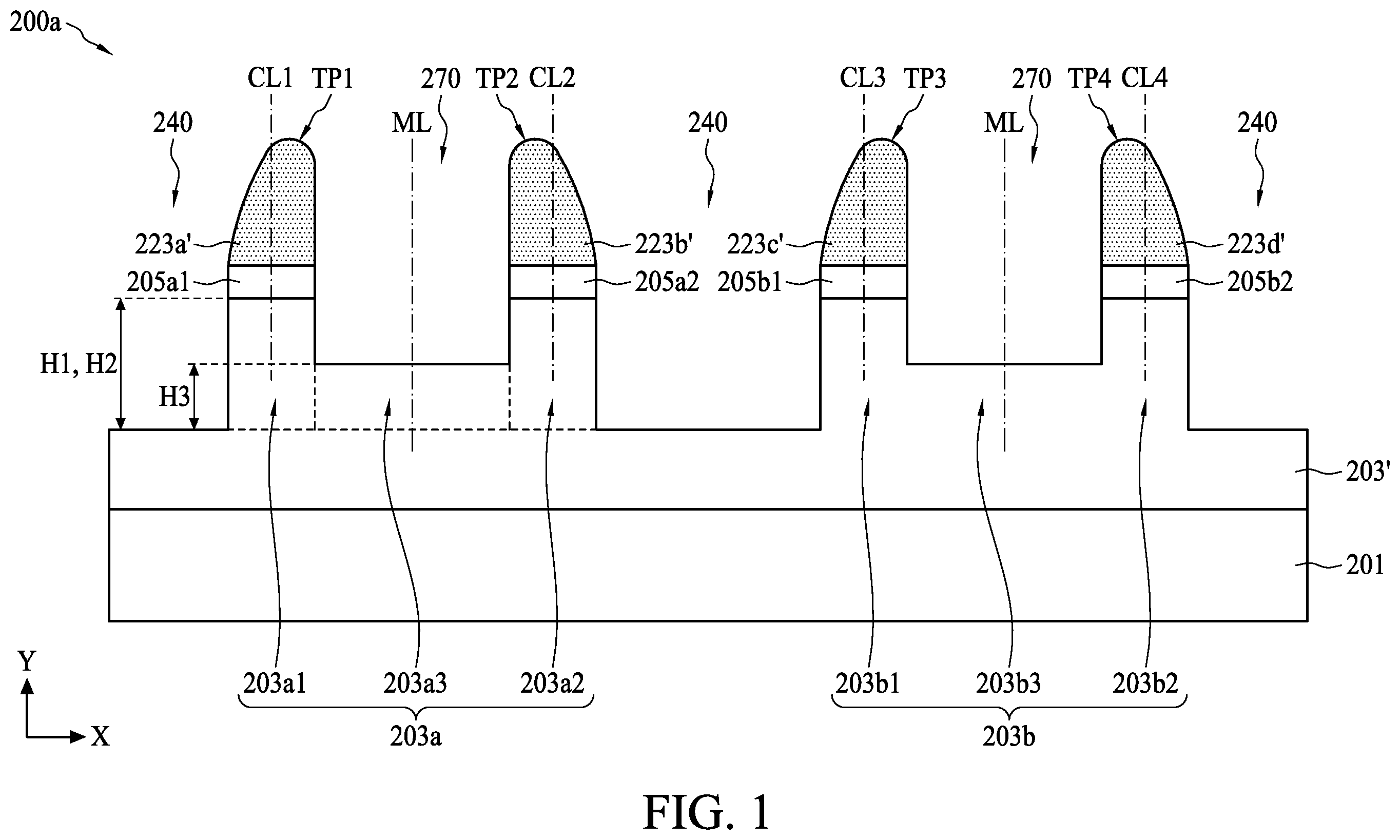 Patent US12347686 — Semiconductor device structure and method for preparing the same — Figure 1