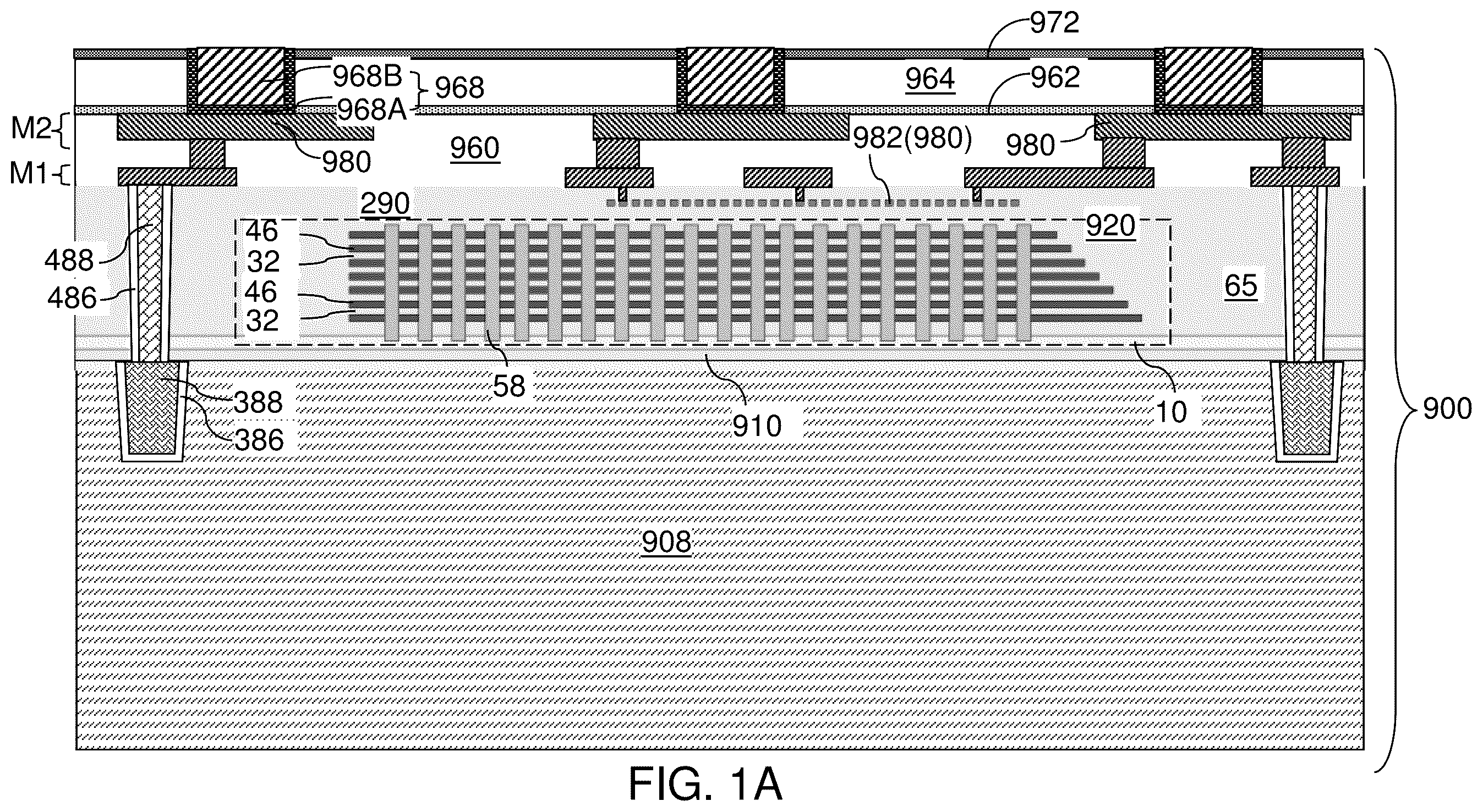 Patent US12347804 — Bonded assembly including interconnect-level bonding pads and methods of forming the same — Figure 1