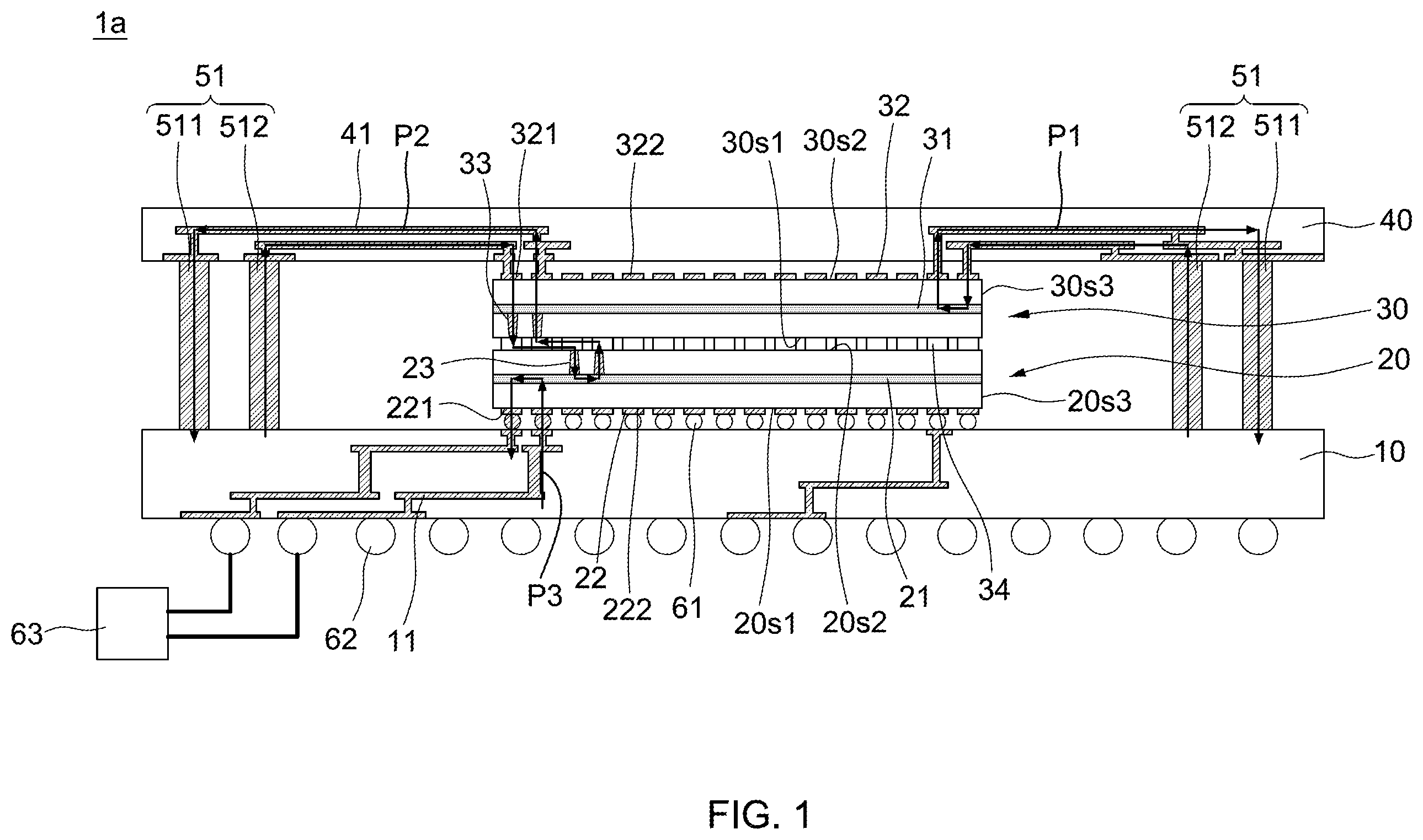 Patent US12347811 — Electronic device including electronic component receiving power from two sides — Figure 1