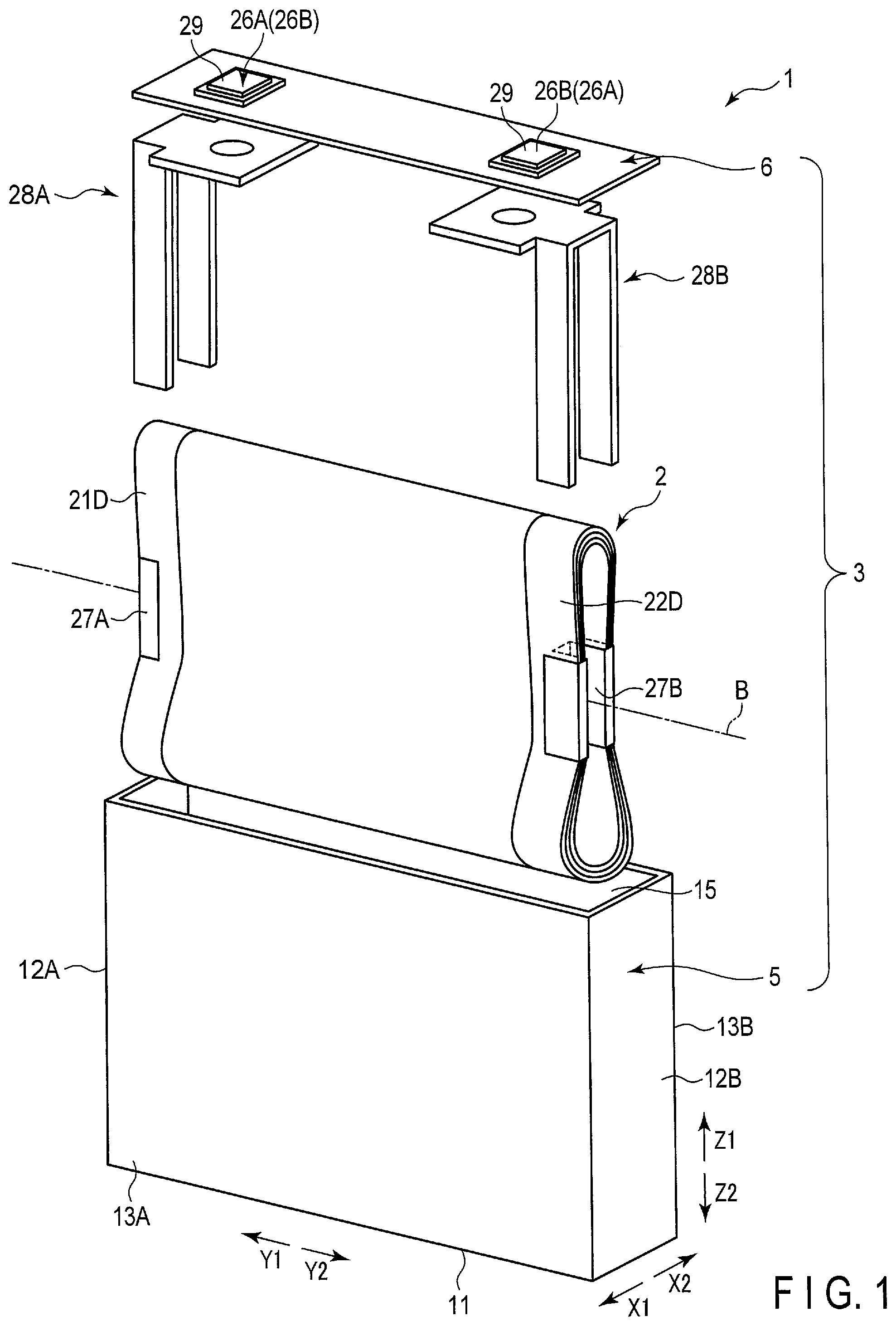 Patent US12347837 Figure 1 – Battery pack and battery system