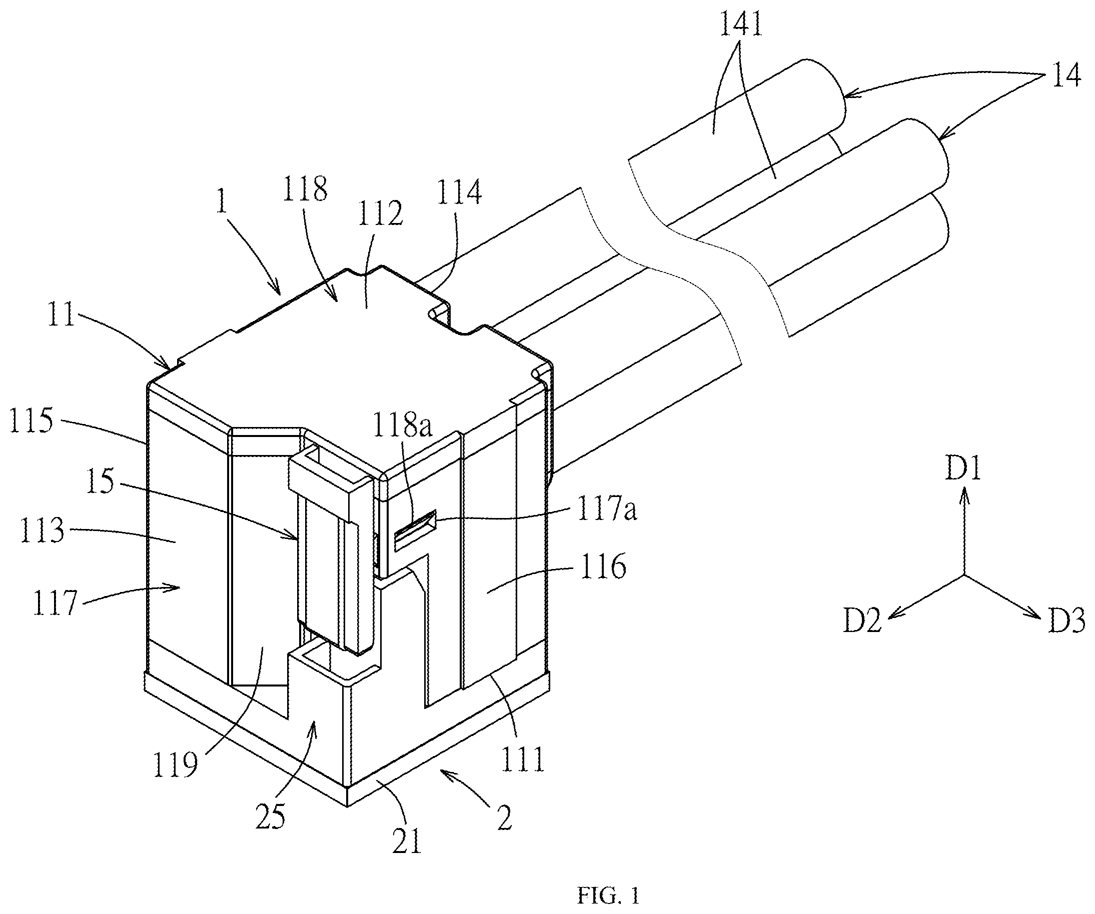 Patent US12347951 — Cable-end connector, board-end connector and assembly thereof — Figure 1