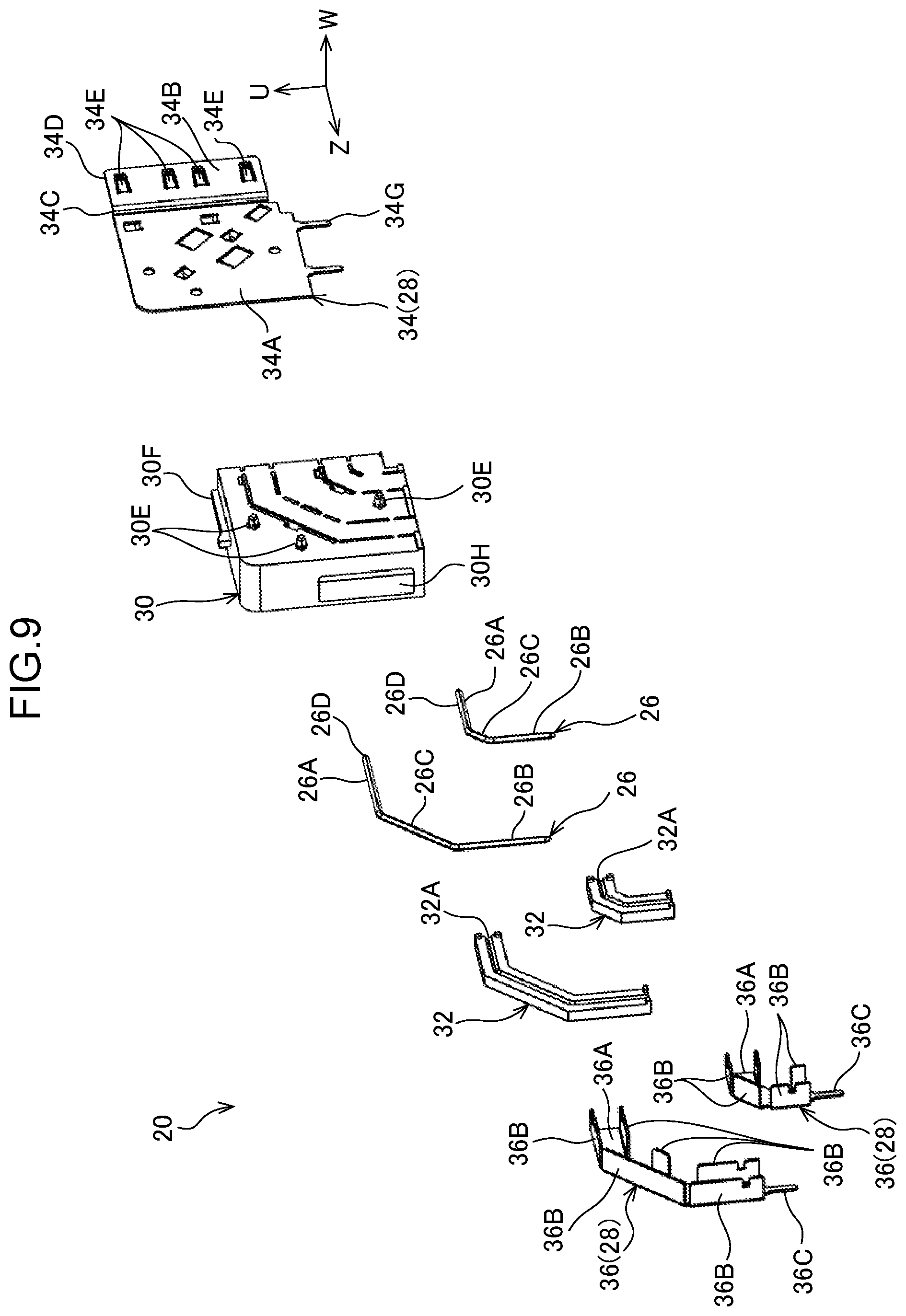Patent US12347958 Figure 9 – Electrical connector with inner and out terminals with a compact configuration and connector set using the same