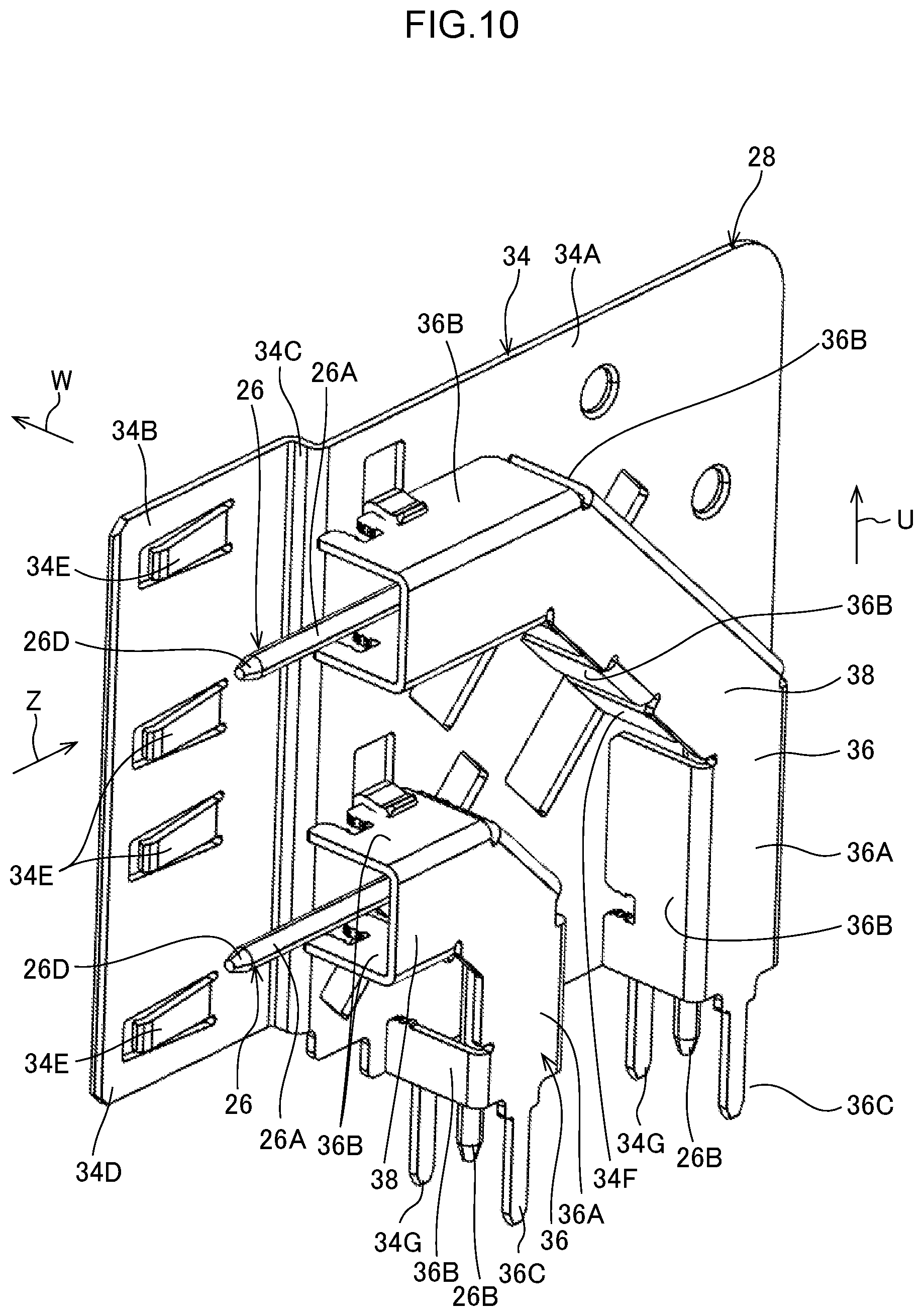 Patent US12347958 Figure 10 – Electrical connector with inner and out terminals with a compact configuration and connector set using the same