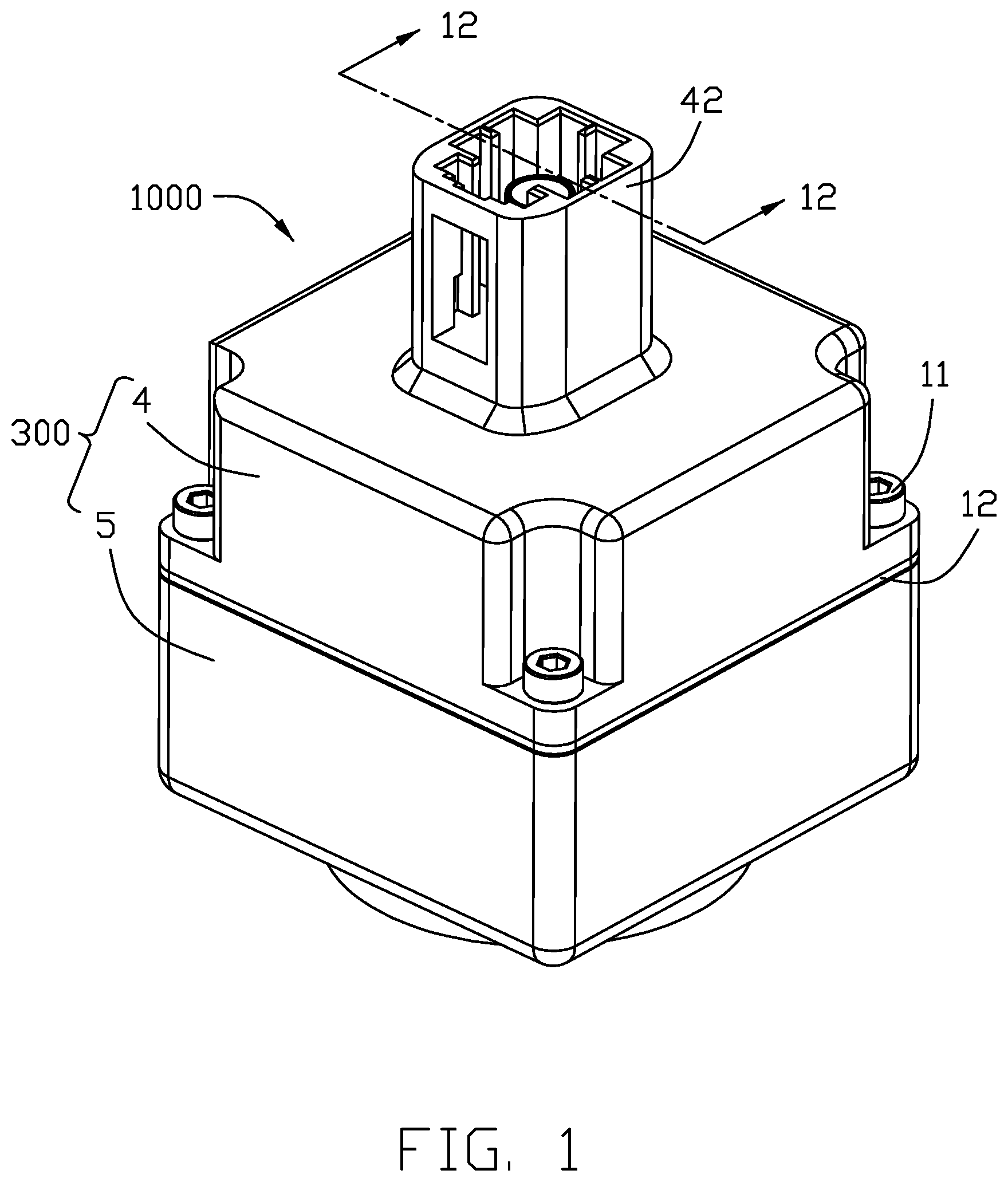 Patent US12347963 — Electrical connector assembly having a metal plate for mounting a connector to a housing — Figure 1