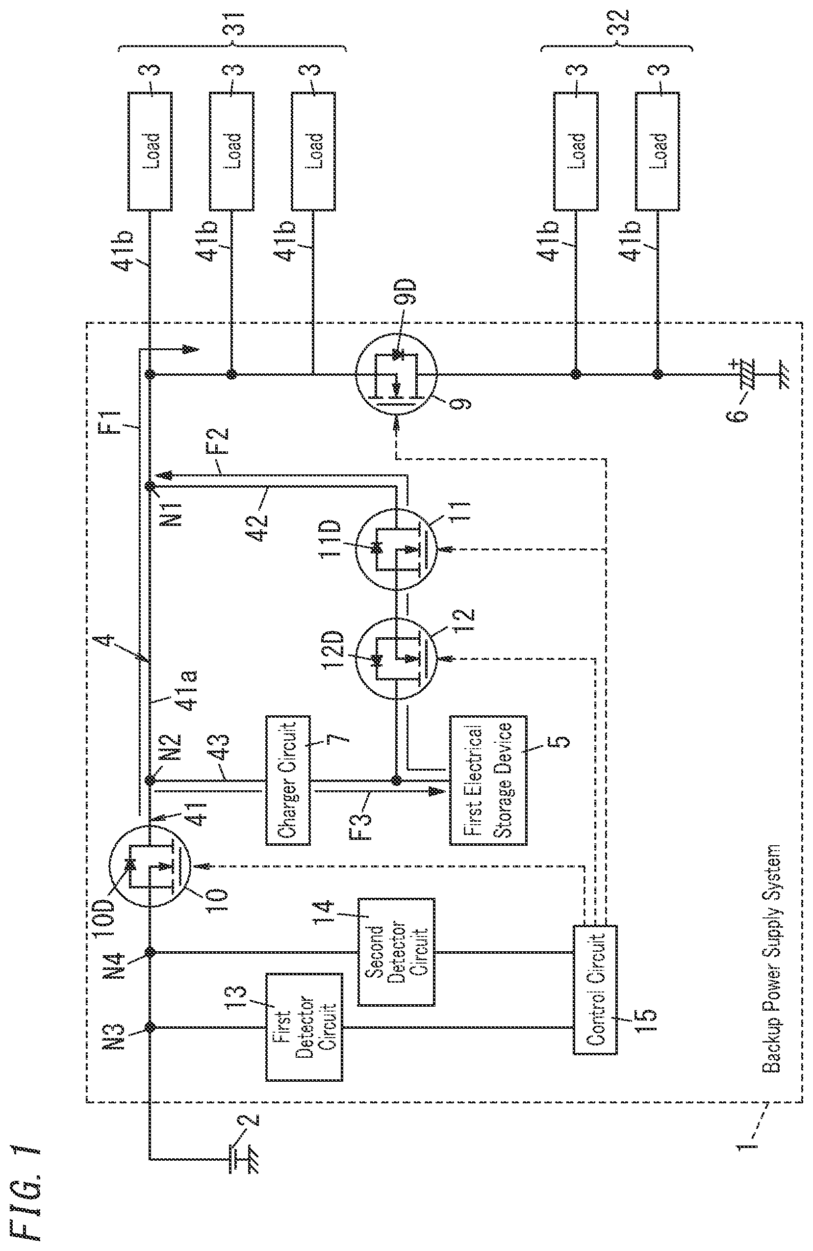 Patent US12348078 — Backup power supply system and moving vehicle — Figure 1