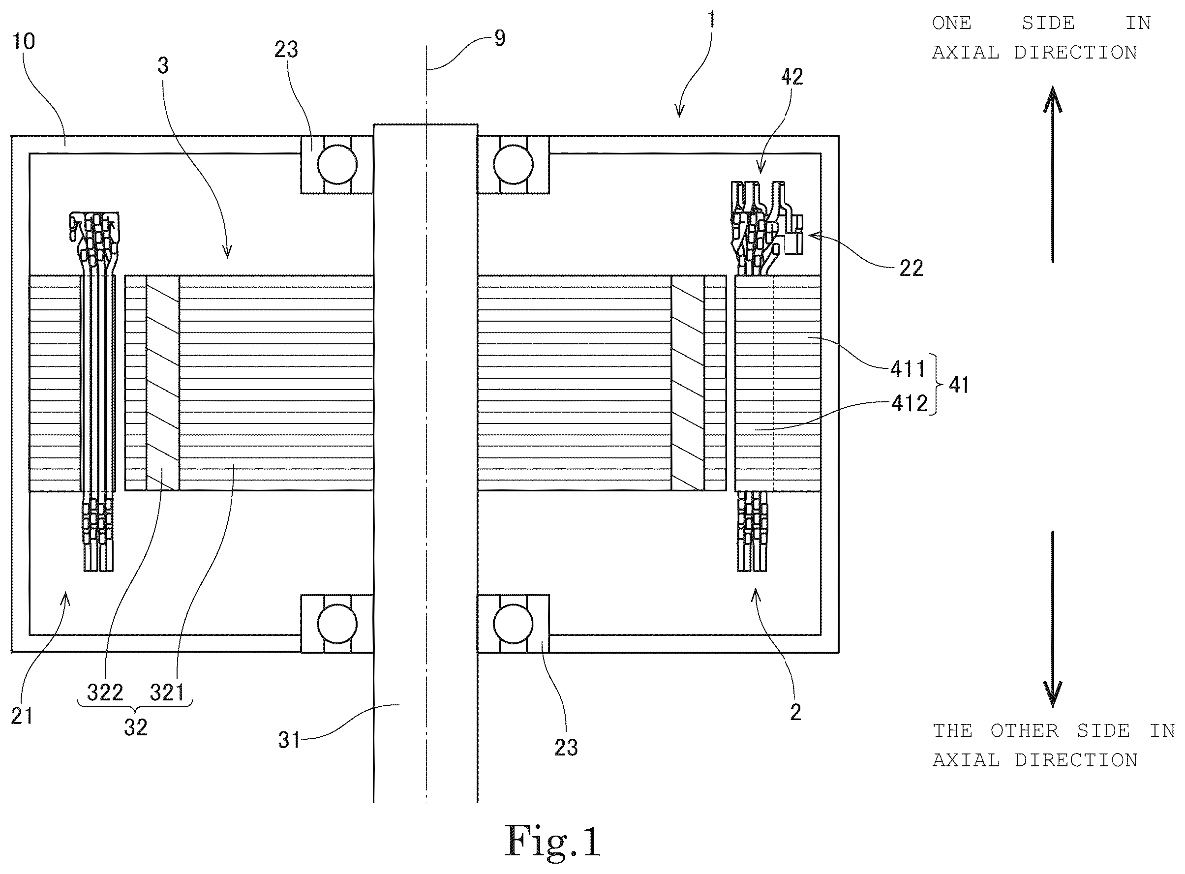 Patent US12348089 — Stator and motor — Figure 1