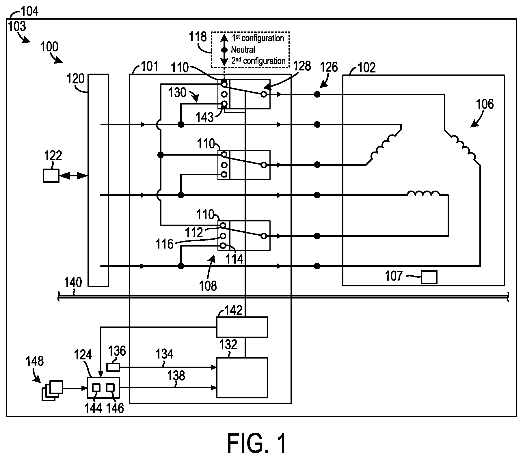 Patent US12348098 — Winding reconfiguration assembly and method for operation of said assembly — Figure 1