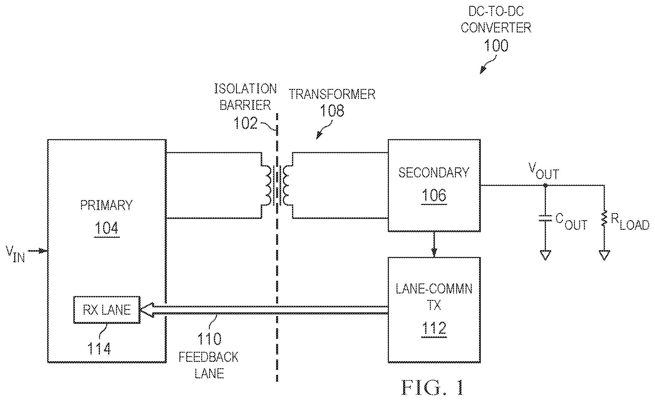 Patent US12348146 — Isolated high-voltage DC-DC converter hysteretic burst mode noise immunity using dynamic hysteresis — Figure 1