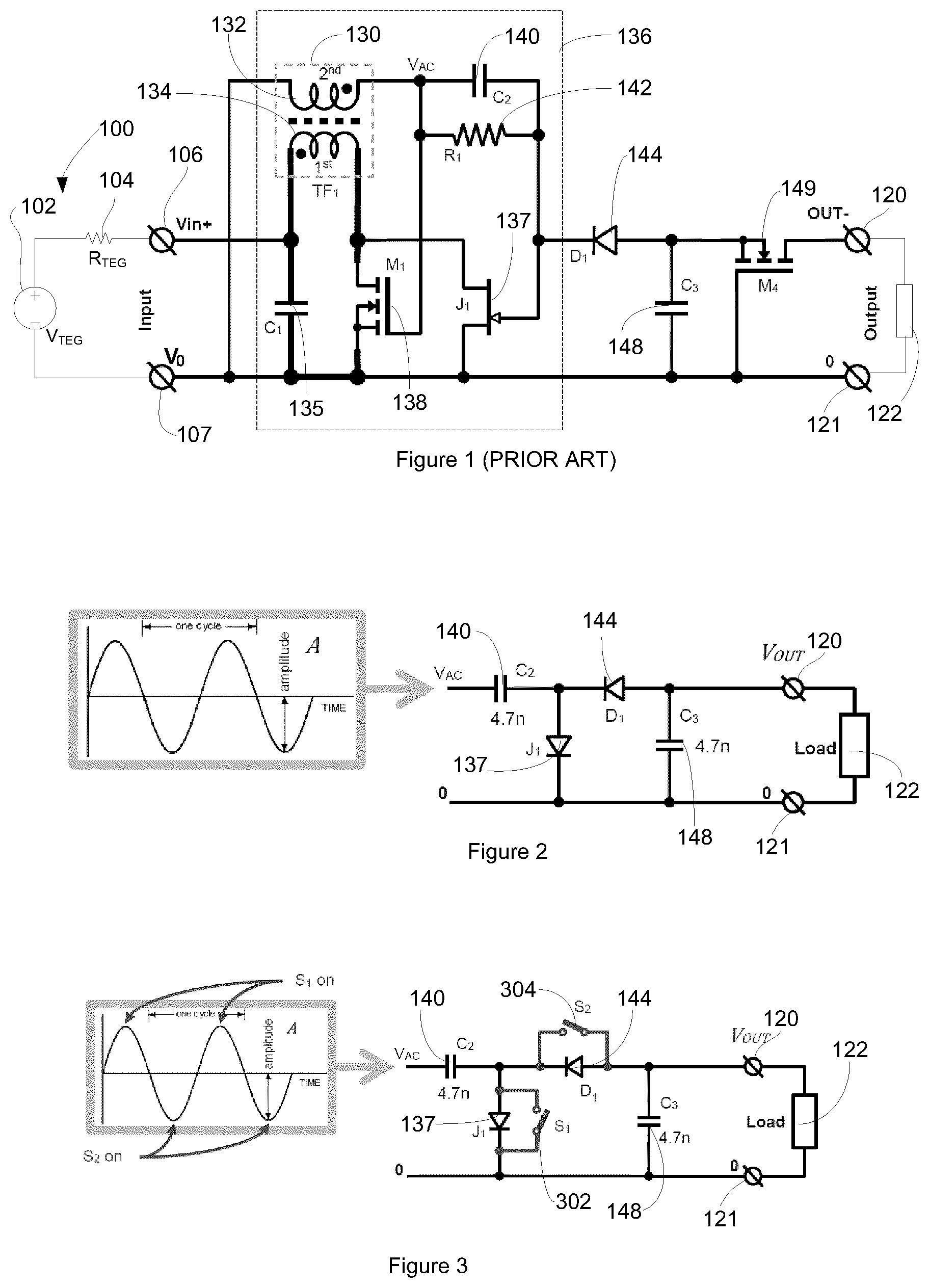 Patent US12348149 — Synchronous rectification to improve efficiency of electricity conversion for harvesting energy from low voltage sources — Figure 1