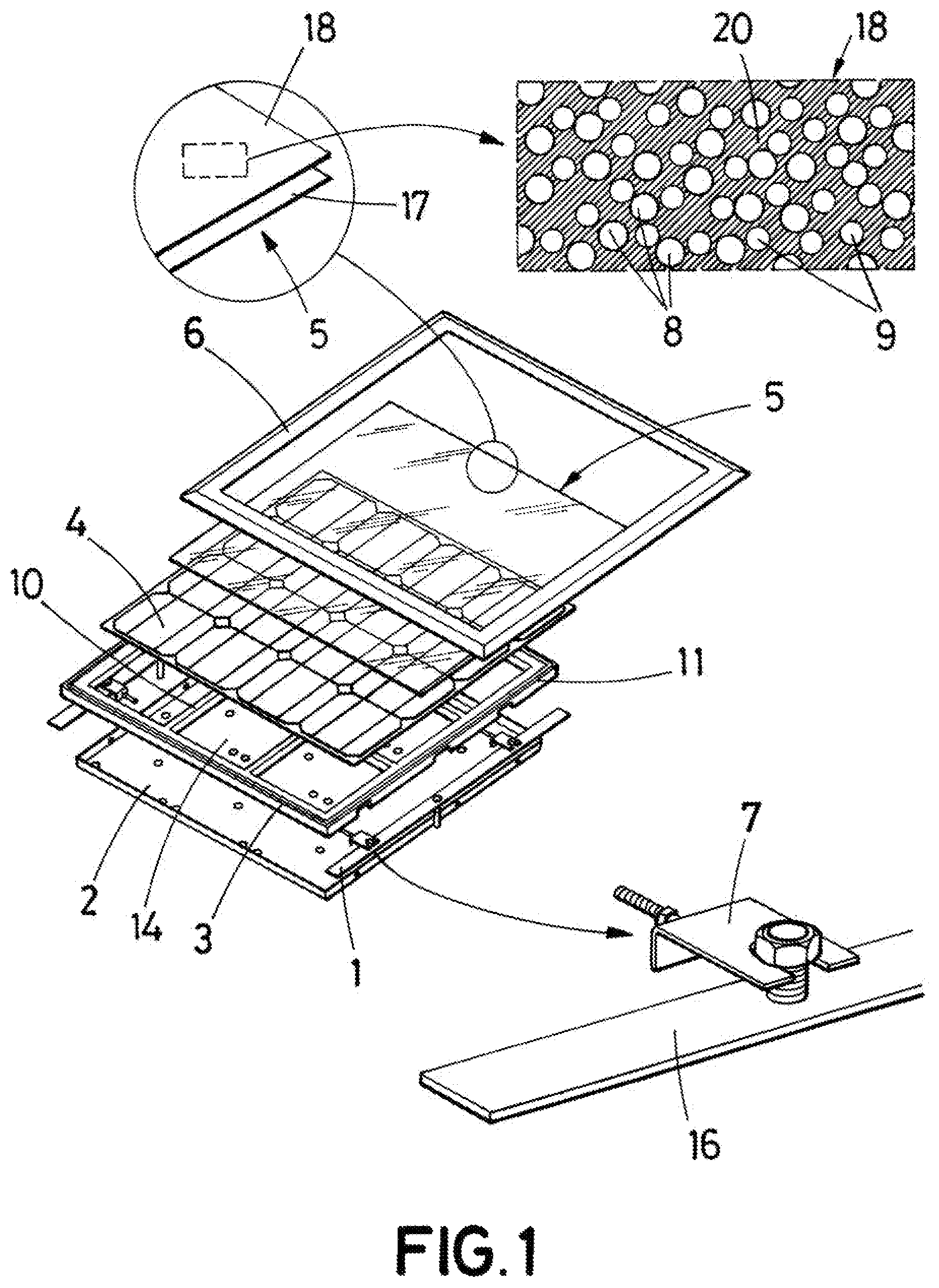 Patent US12348175 — Photovoltaic tile intended to be installed on passable exterior paving surfaces — Figure 1