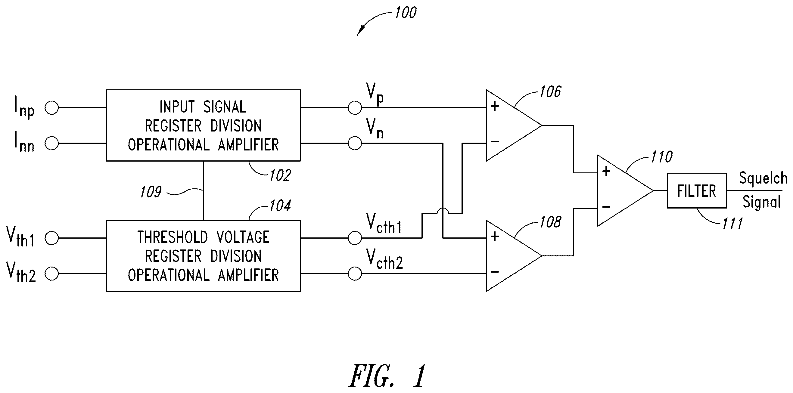 Patent US12348201 — Squelch detection device — Figure 1