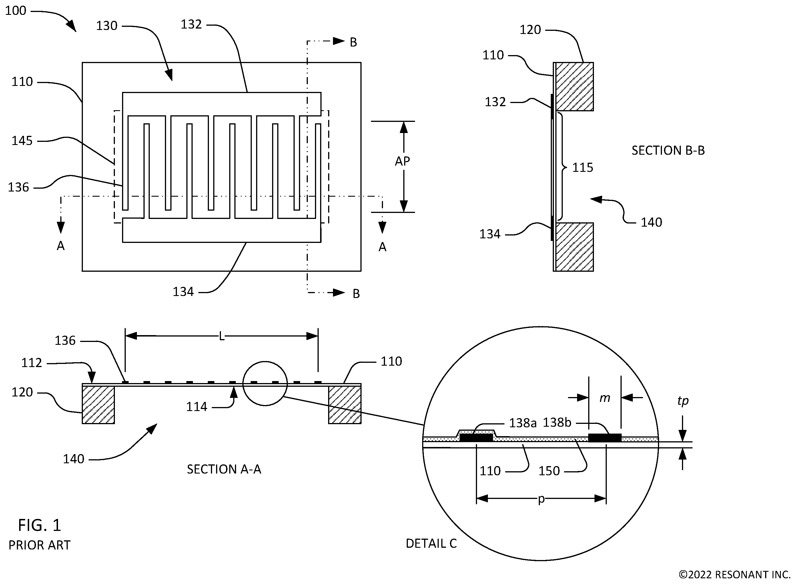 Patent US12348216 Figure 1 – Acoustic filters with shared acoustic tracks and cascaded series resonators