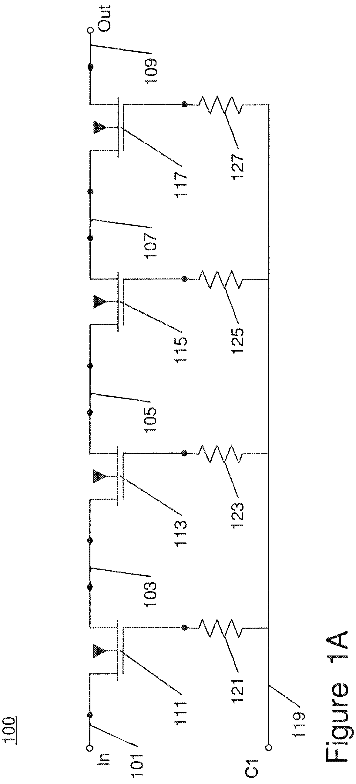 Patent US12348221 — Circuit and method for controlling charge injection in radio frequency switches — Figure 1