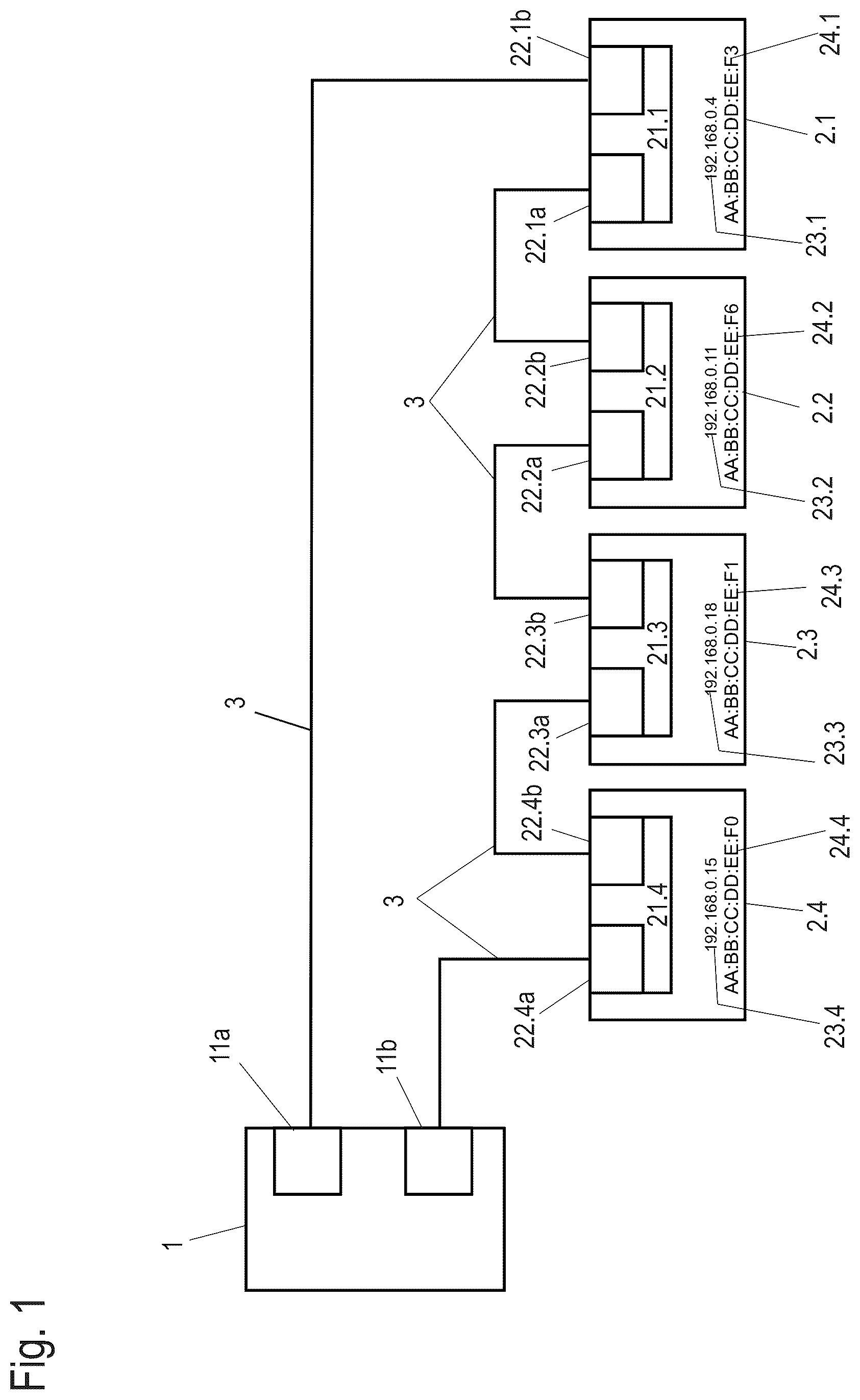 Patent US12348377 — Method for determining a chain position of a network subscriber — Figure 1