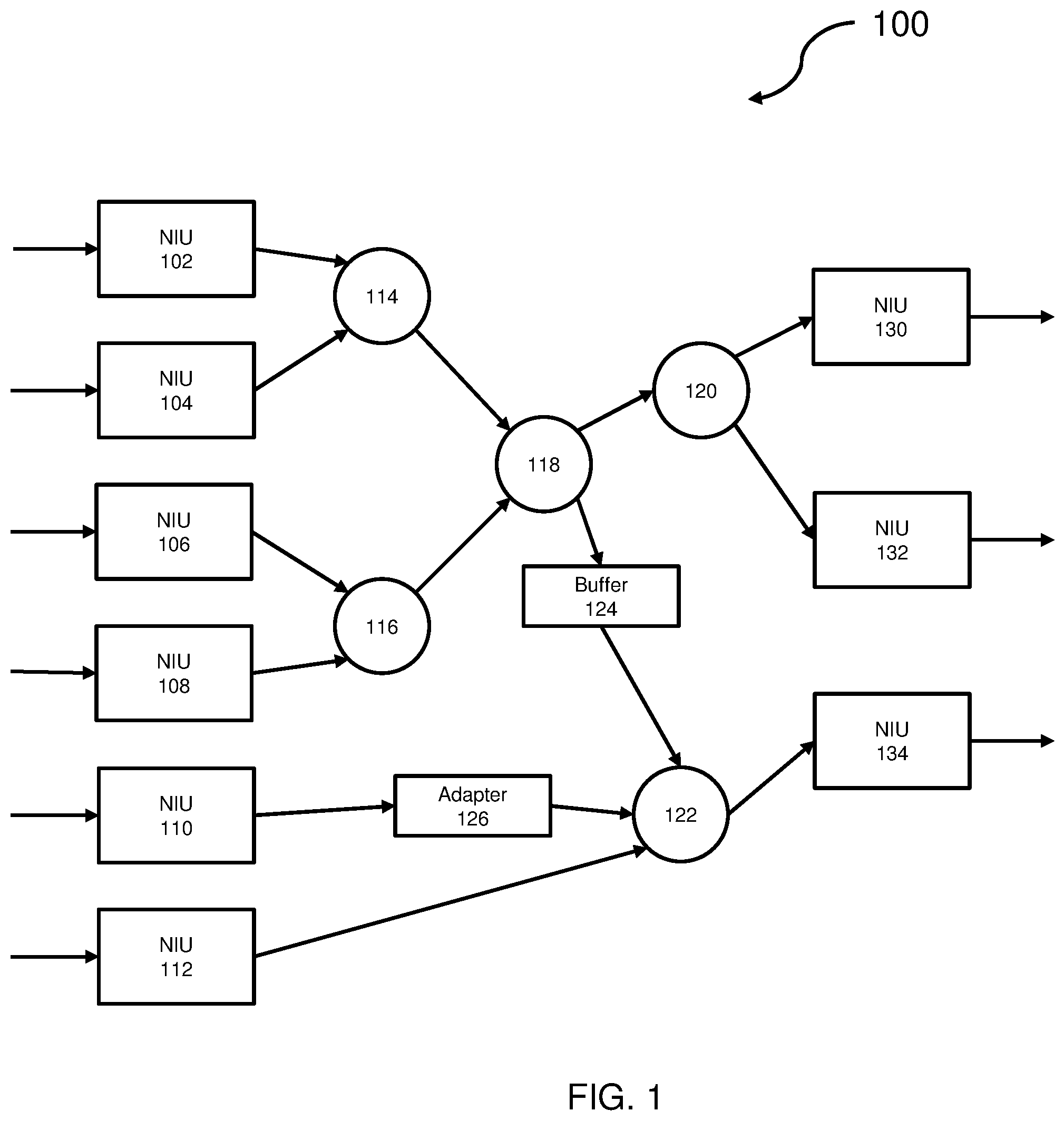 Patent US12348382 — Incremental topology modification of a network-on-chip — Figure 1