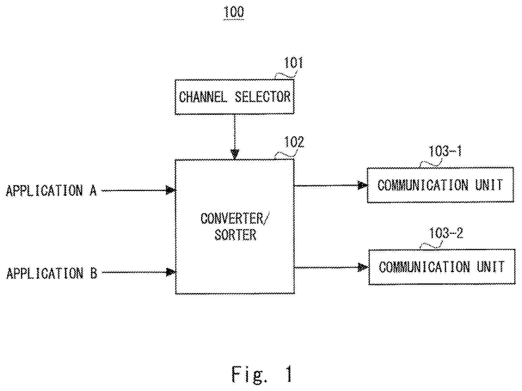 Patent US12348413 — Communication device, relay device, communication method, and non-transitory computer readable medium for transmission of data in different transmission schemes — Figure 1