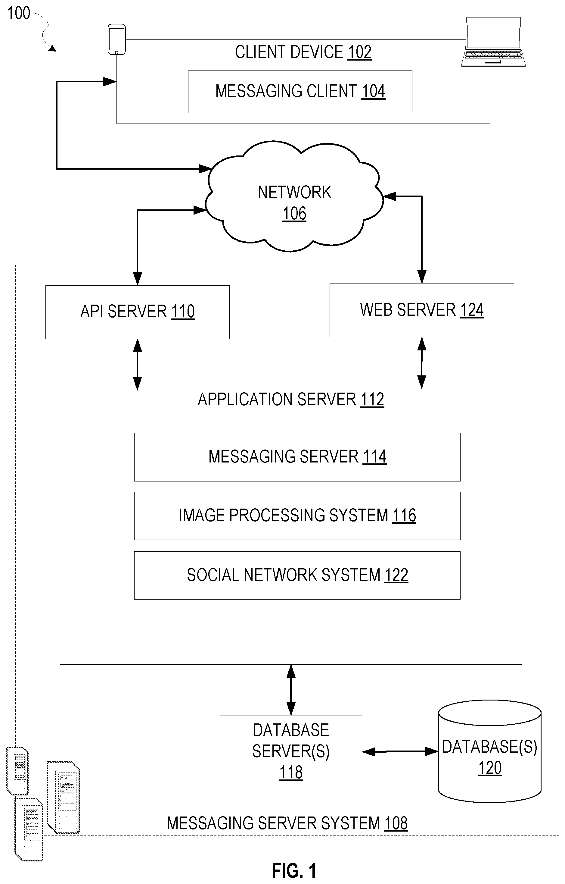 Patent US12348467 — Messaging system with a carousel of related entities — Figure 1