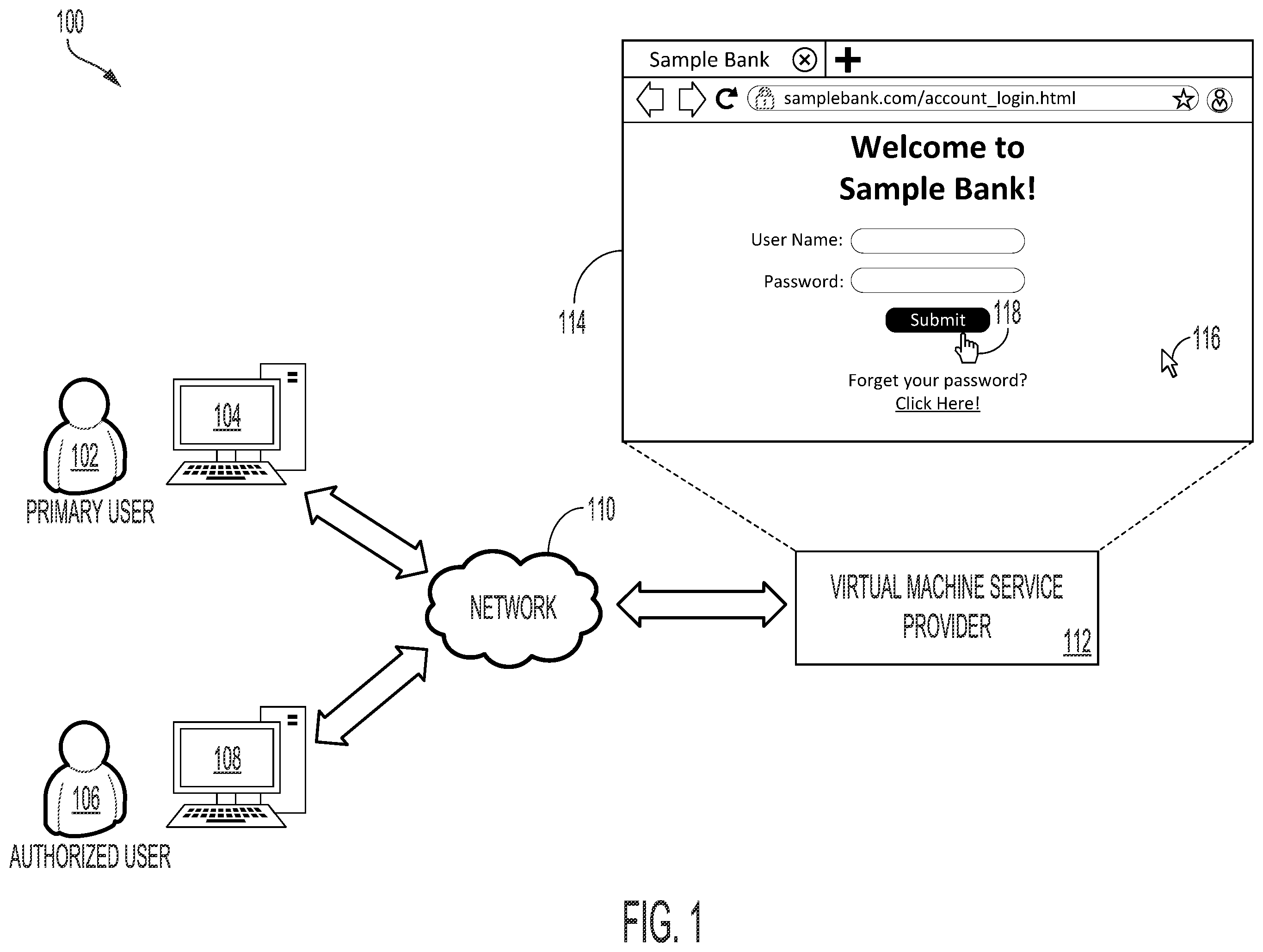 Patent US12348528 — Virtual browser application systems and methods — Figure 1