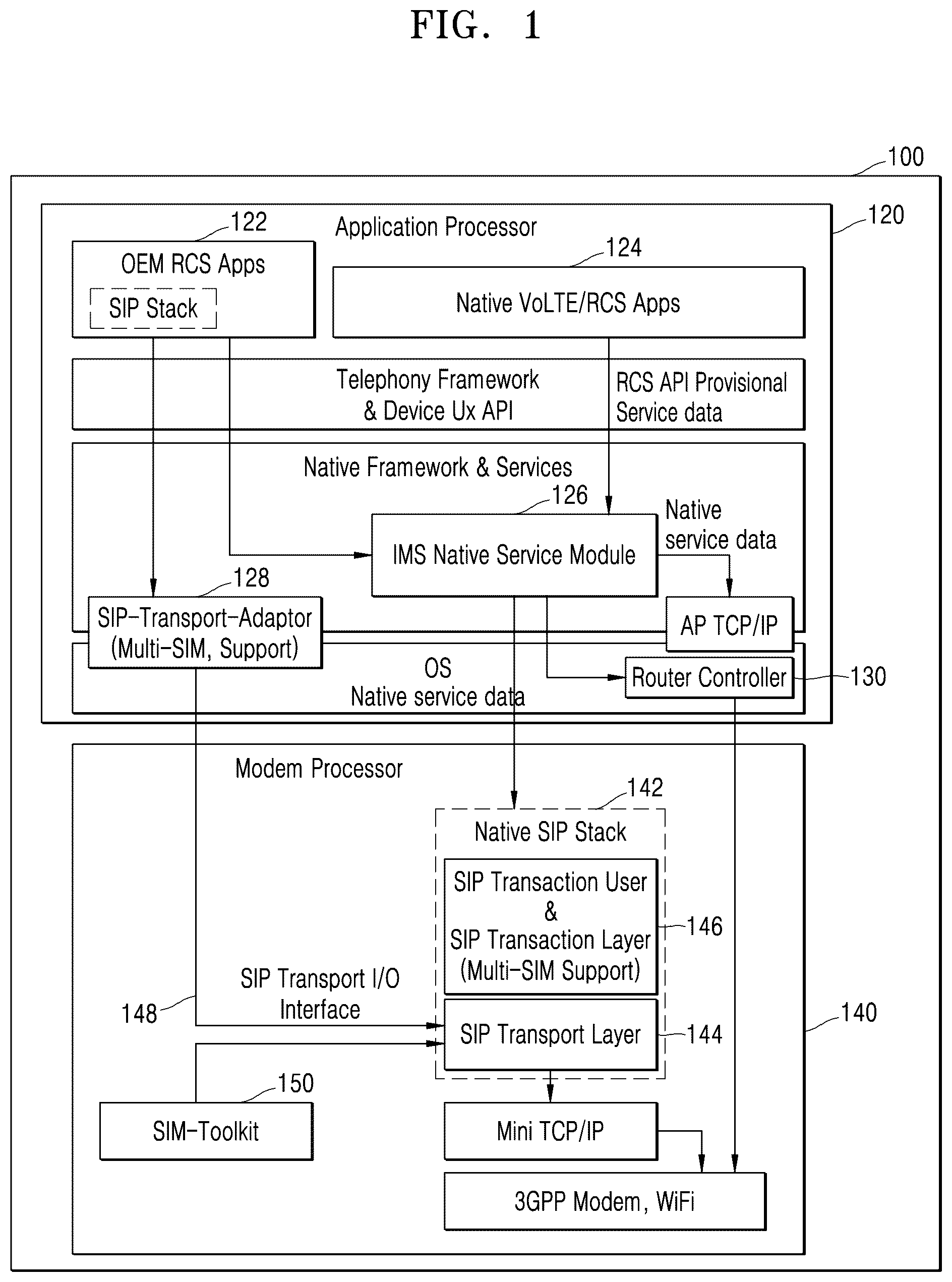 Patent US12348573 — Wireless communication apparatus supporting rich communication suite (RCS) and wireless communication method thereof — Figure 1