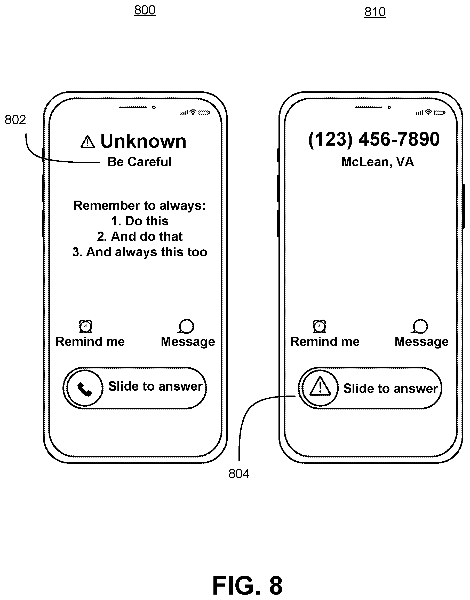 Patent US12348660 Figure 8 – Generating a screening interface for communications