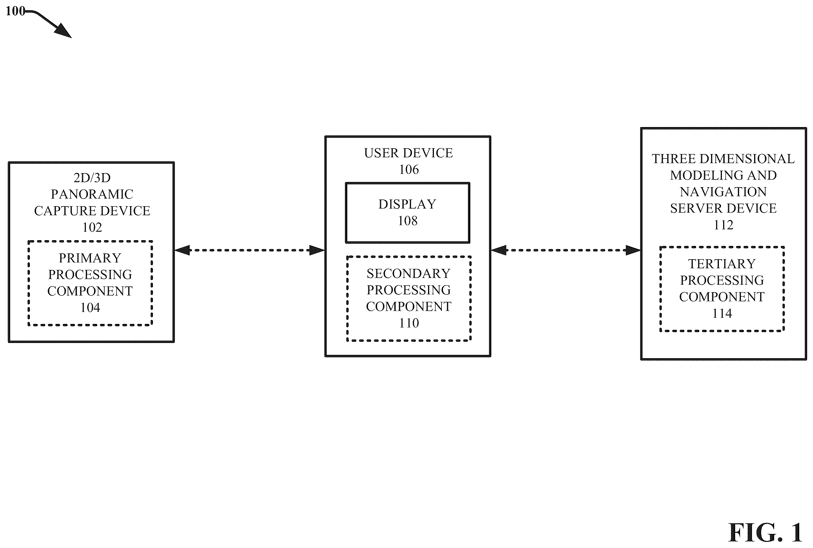 Patent US12348698 — Capturing and aligning panoramic image and depth data — Figure 1