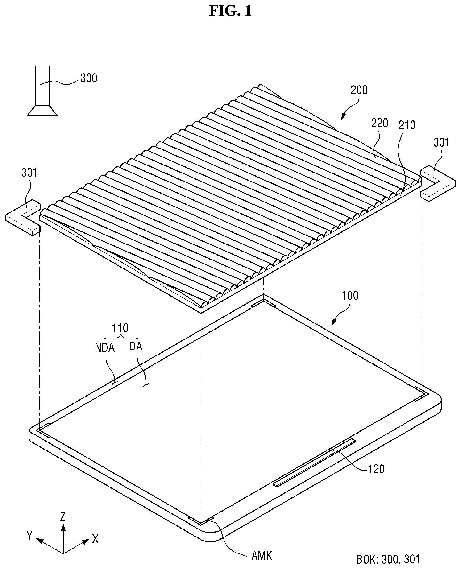 Patent US12348701 — Display device and panel bonding system comprising the same — Figure 1