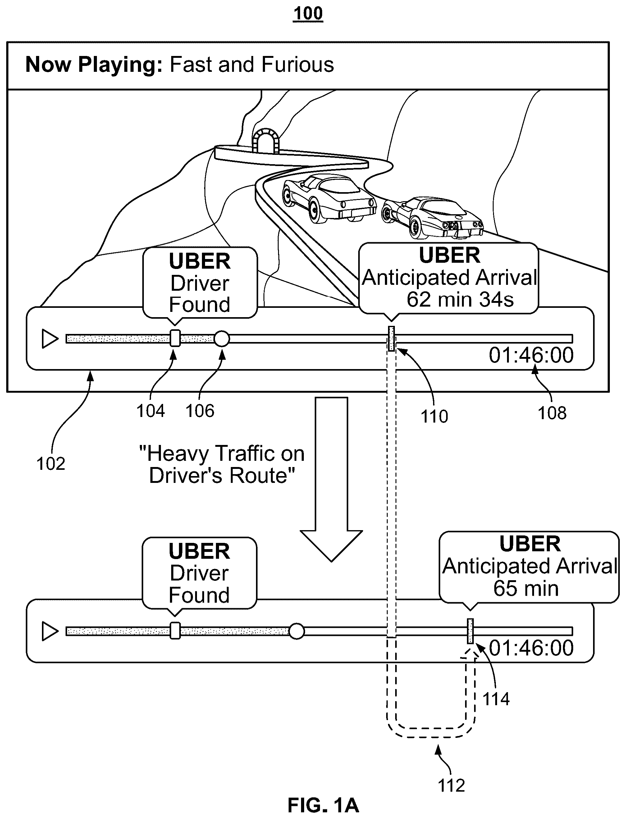 Patent US12348831 — Systems and methods for displaying notifications of anticipated dynamic events on a media progress indicator — Figure 1