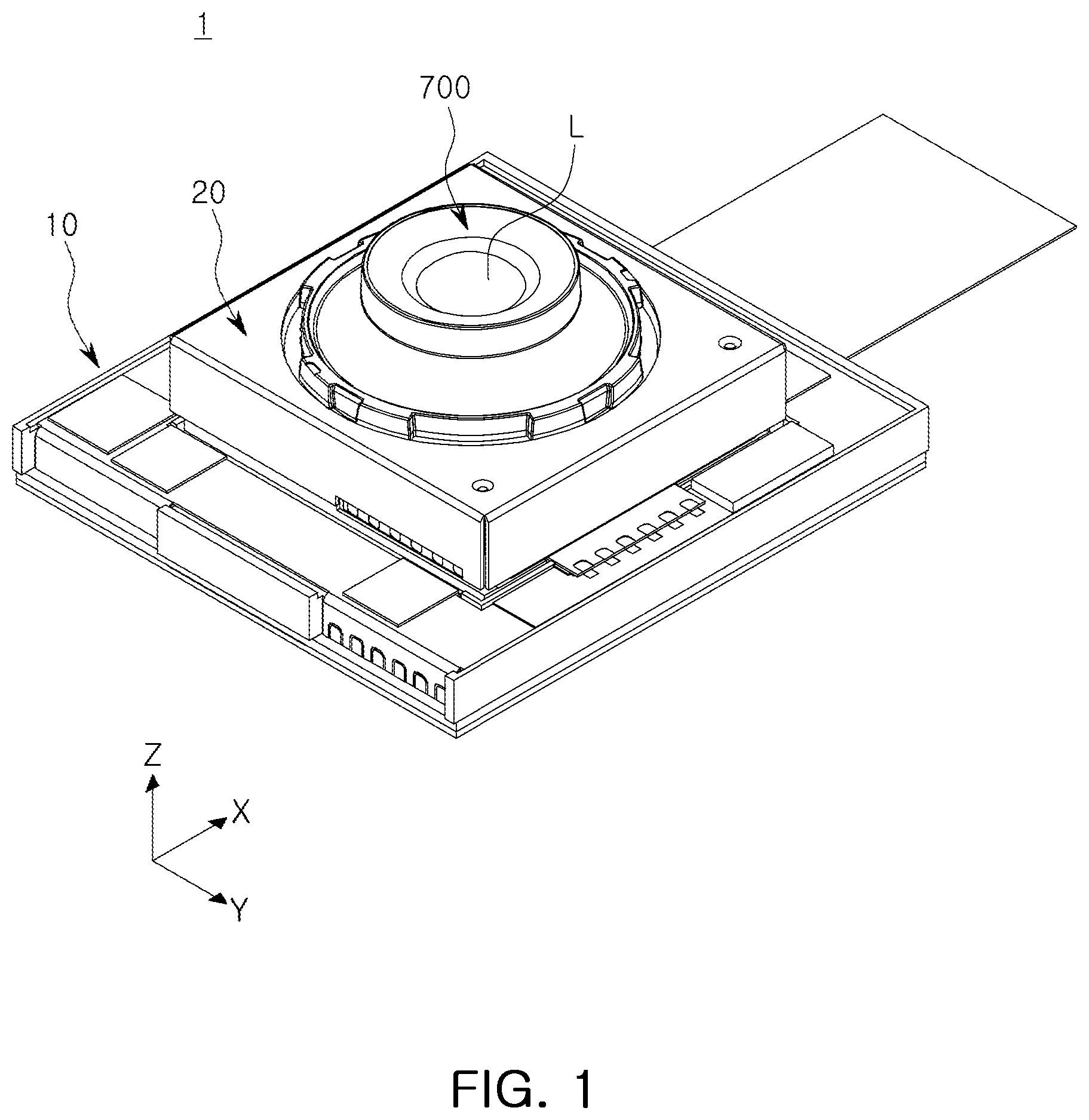 Patent US12348868 — Camera module actuator for optical image stabilization with movable image sensor — Figure 1