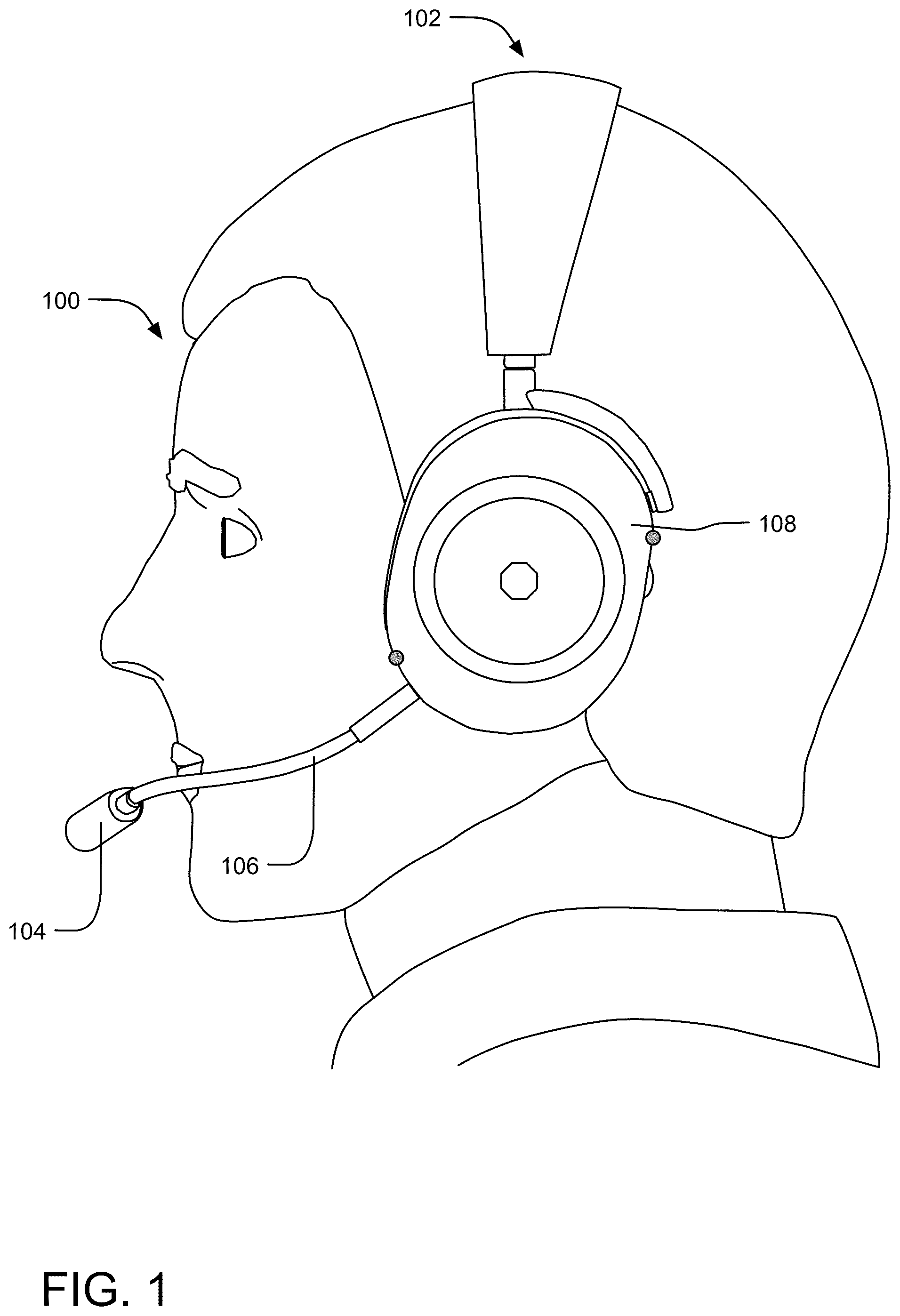 Patent US12348926 — Multi-microphone headset — Figure 1