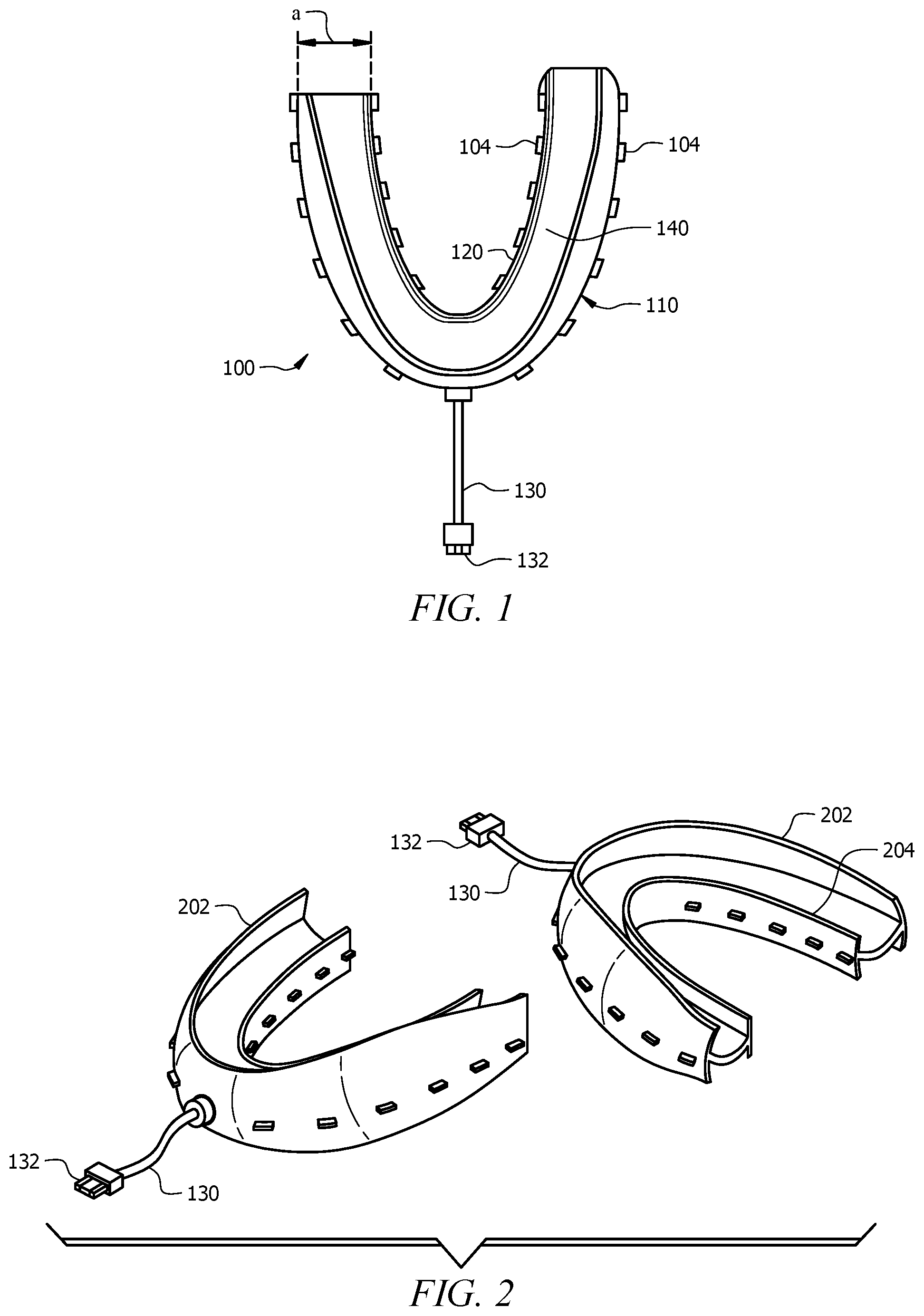 Patent US12350119 Figure 1 – Intra-oral appliance for delivering red, near-infrared and blue light for oral tissue healing