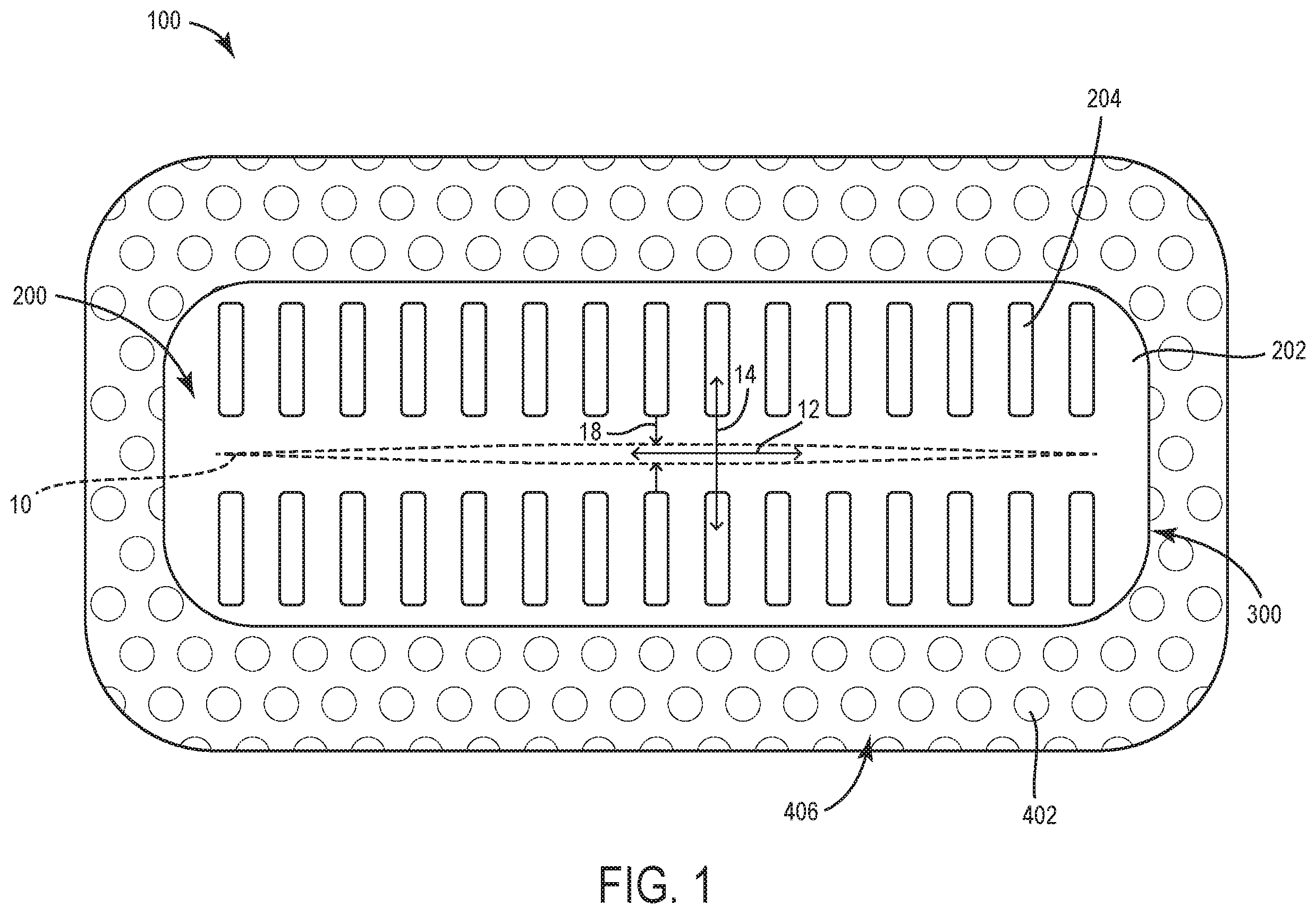 Patent US12350128 Figure 1 – Advanced wound dressing for incisional wounds that provides apposition forces as a result of fluid absorption